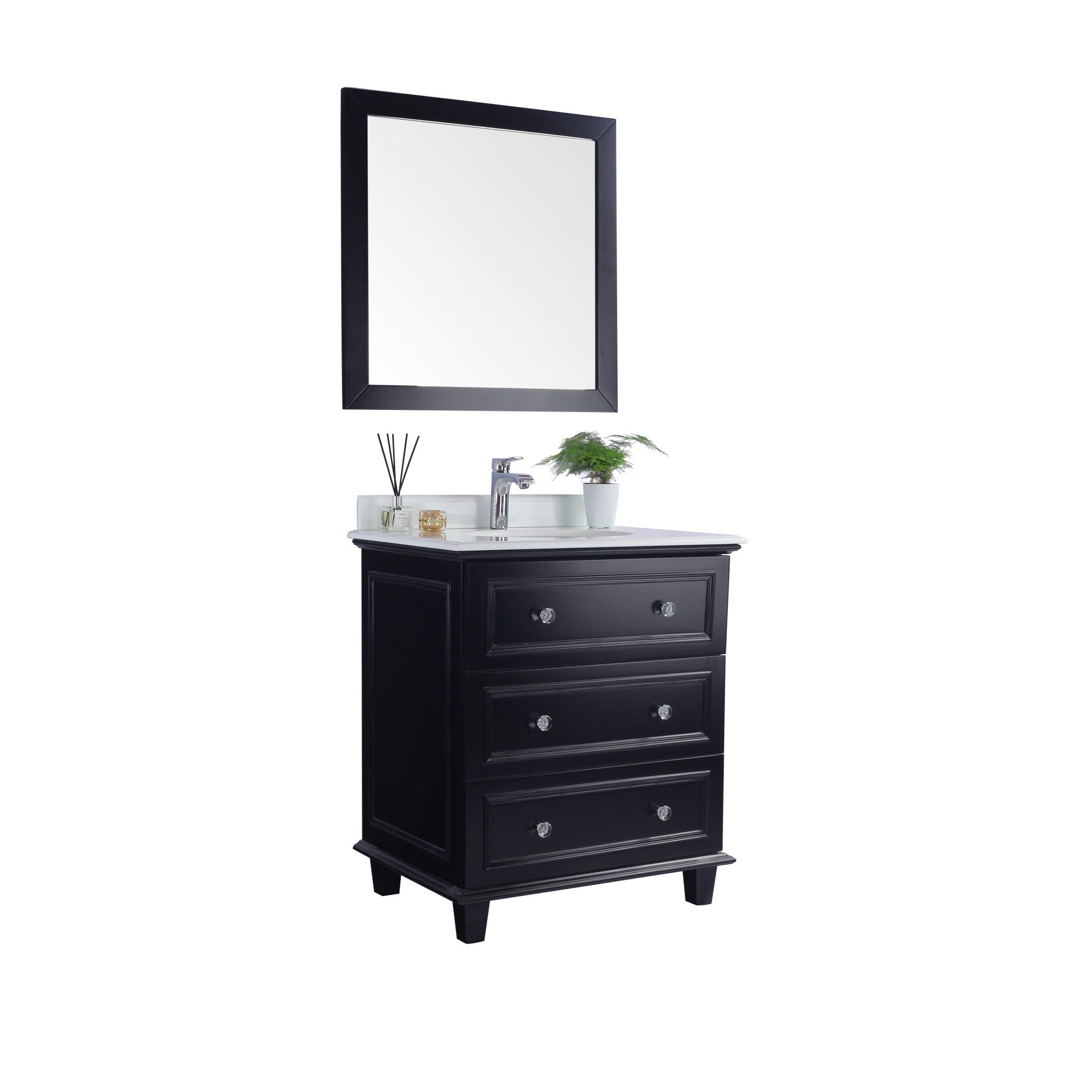 Luna 30" Espresso Bathroom Vanity with Pure White Phoenix Stone Countertop