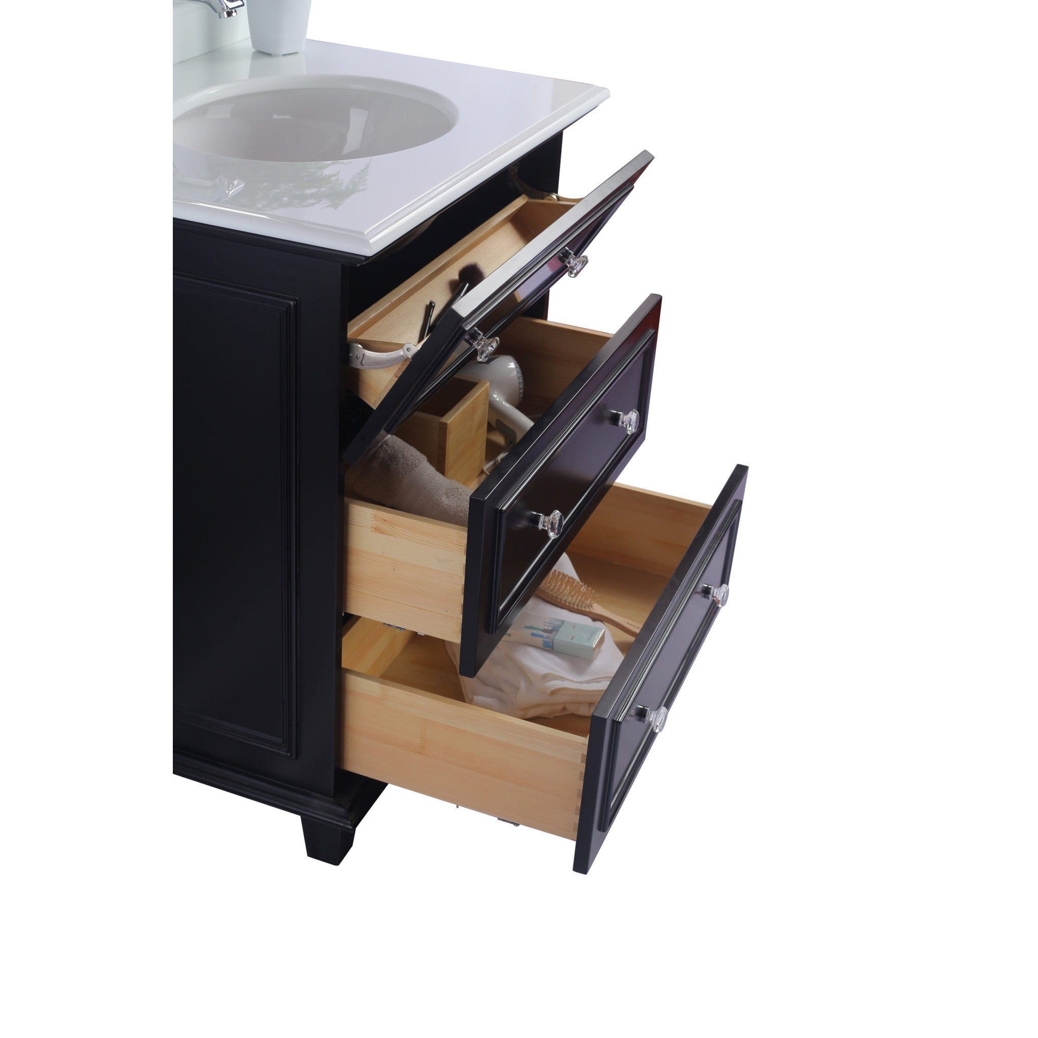 Luna 30" Espresso Bathroom Vanity with Pure White Phoenix Stone Countertop