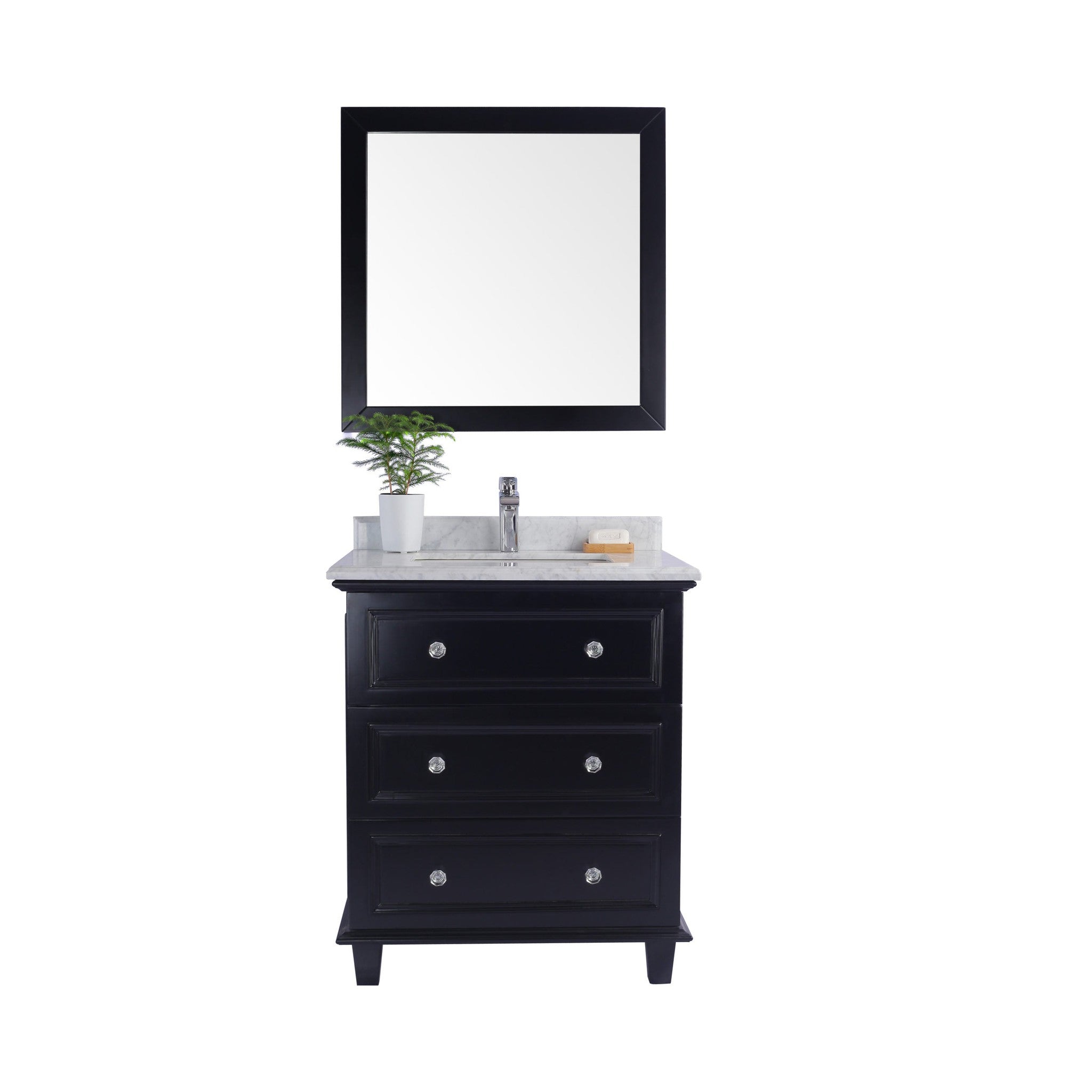 Luna 30" Espresso Bathroom Vanity with White Carrara Marble Countertop