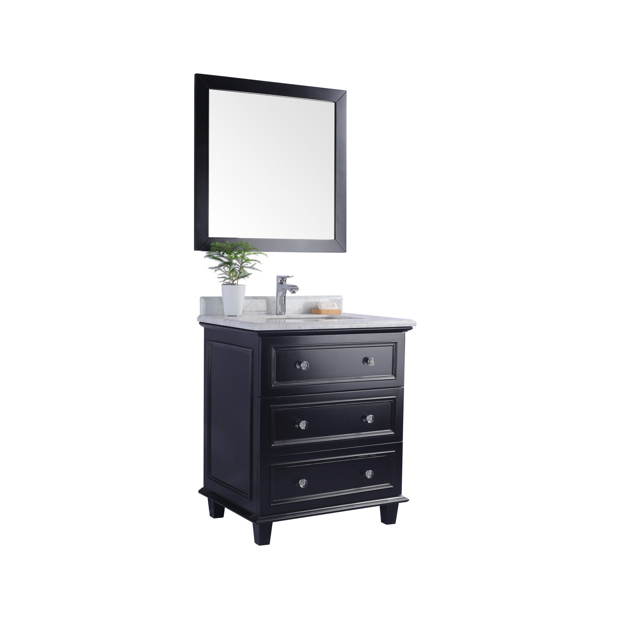 Luna 30" Espresso Bathroom Vanity with White Carrara Marble Countertop