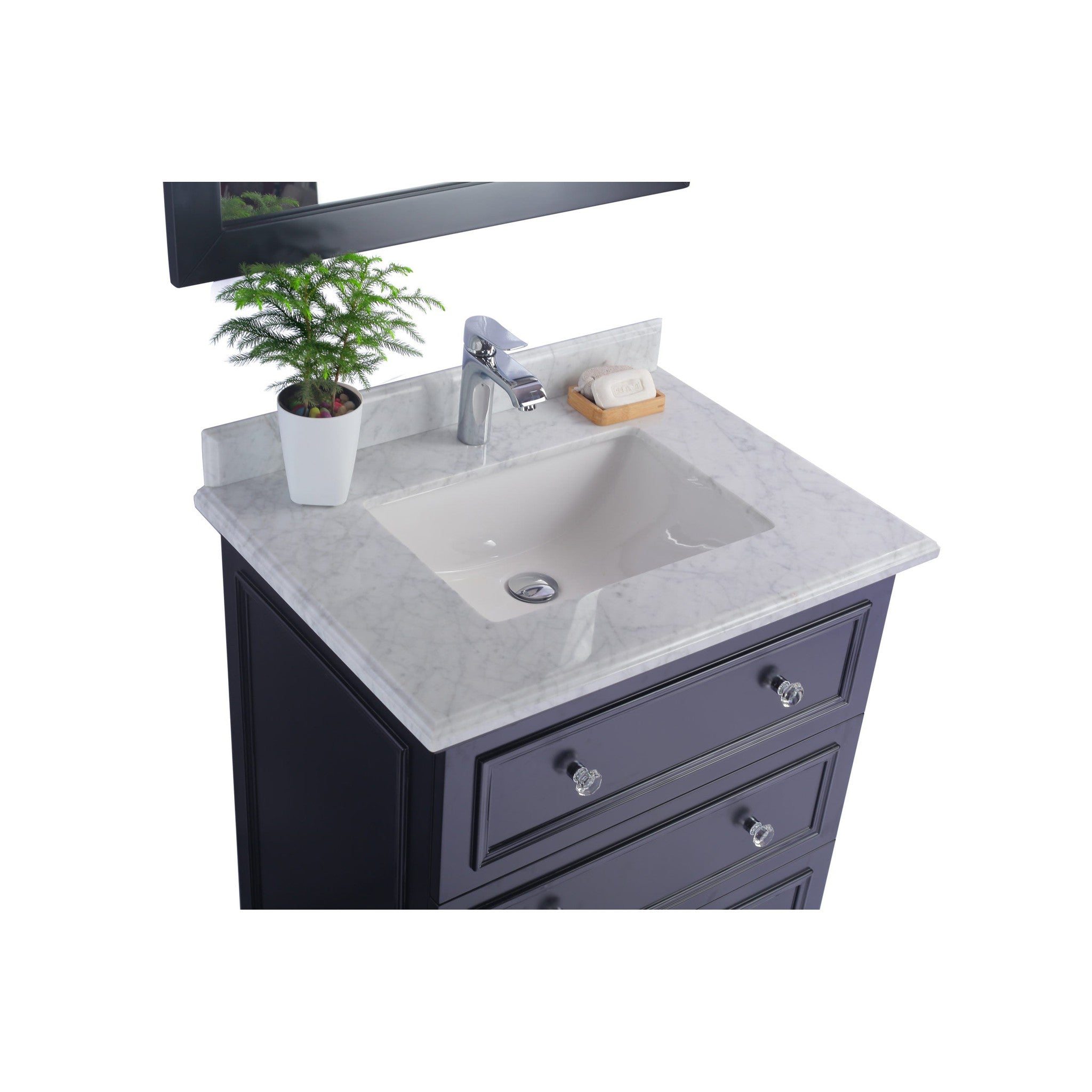 Luna 30" Espresso Bathroom Vanity with White Carrara Marble Countertop