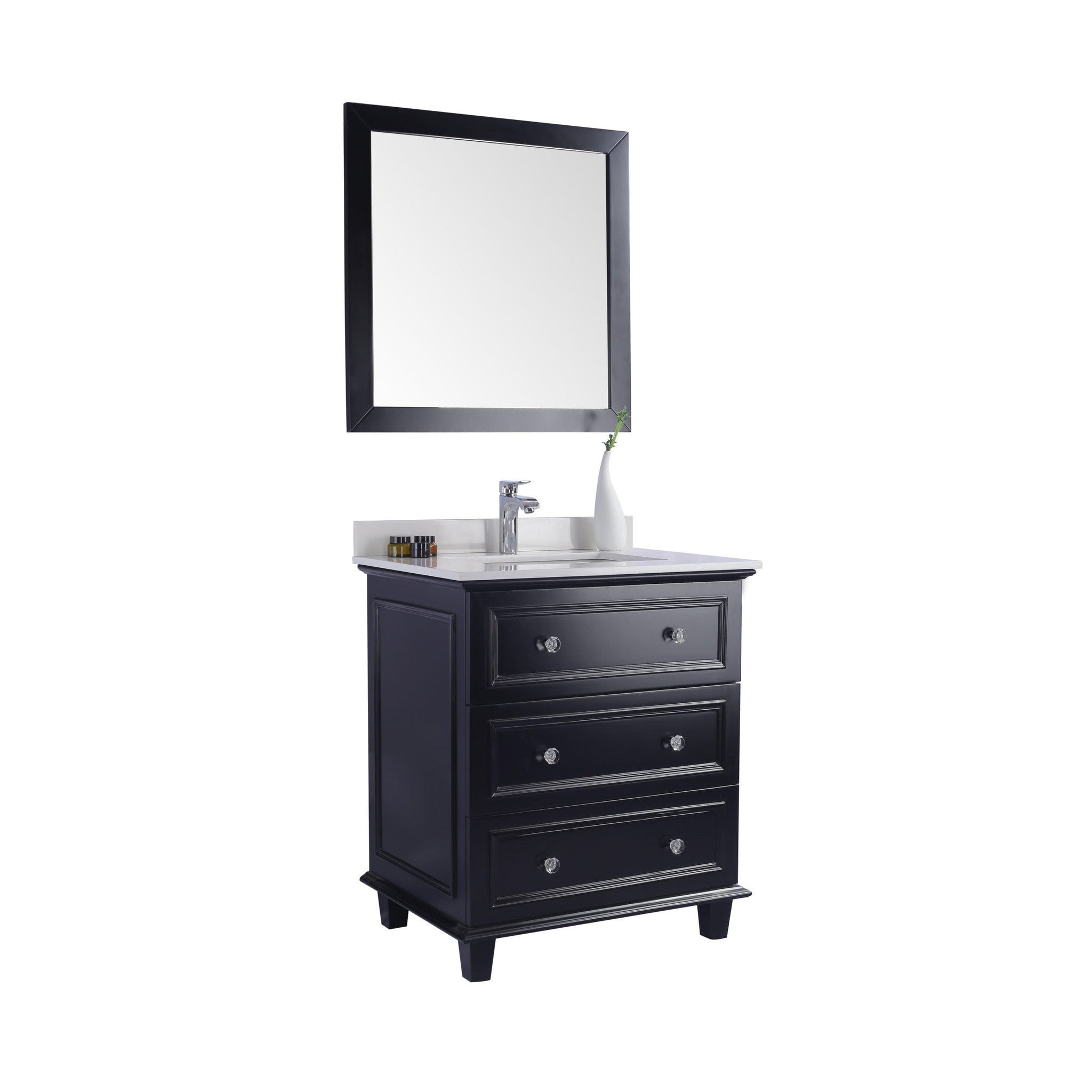 Luna 30" Espresso Bathroom Vanity with White Quartz  Countertop