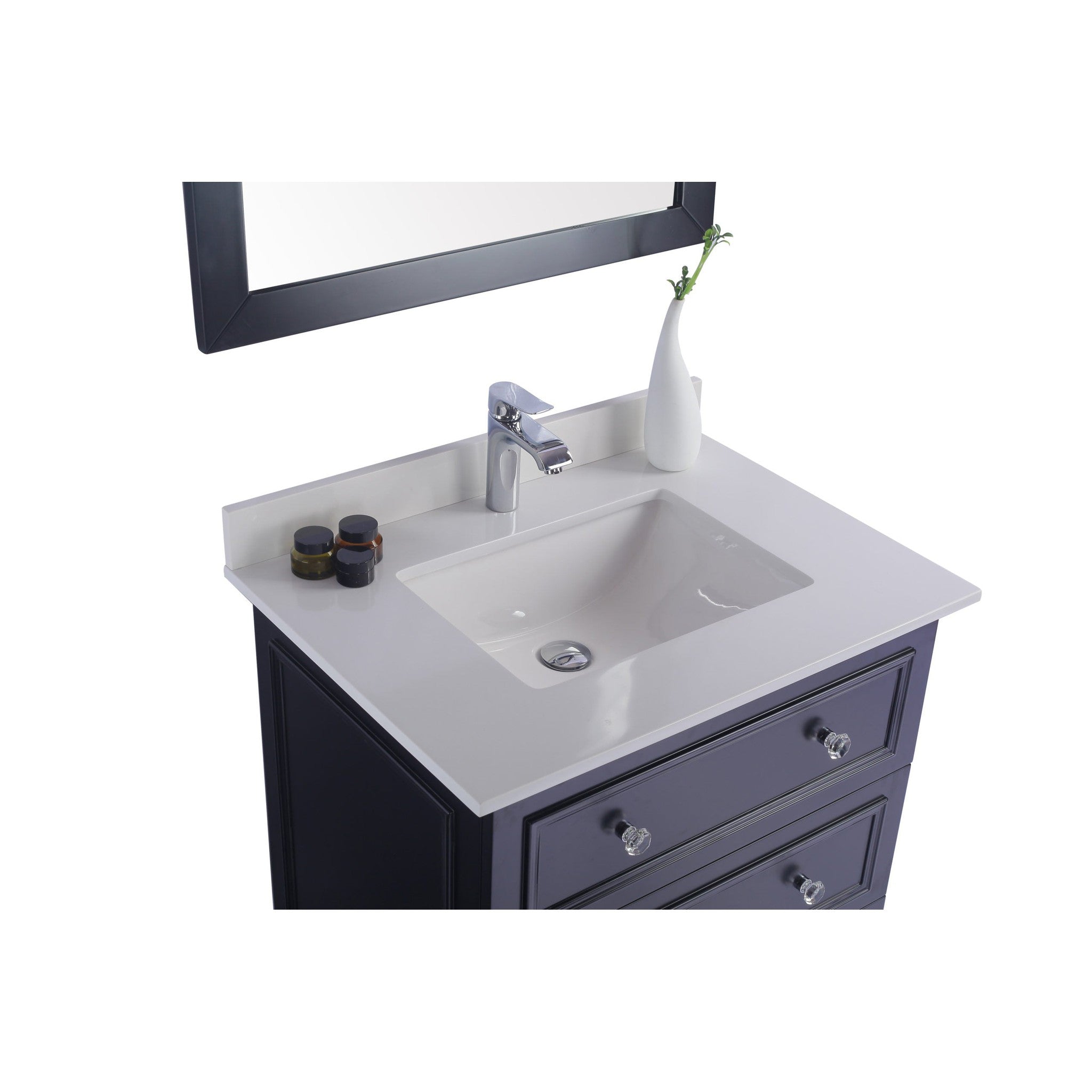 Luna 30" Espresso Bathroom Vanity with White Quartz  Countertop