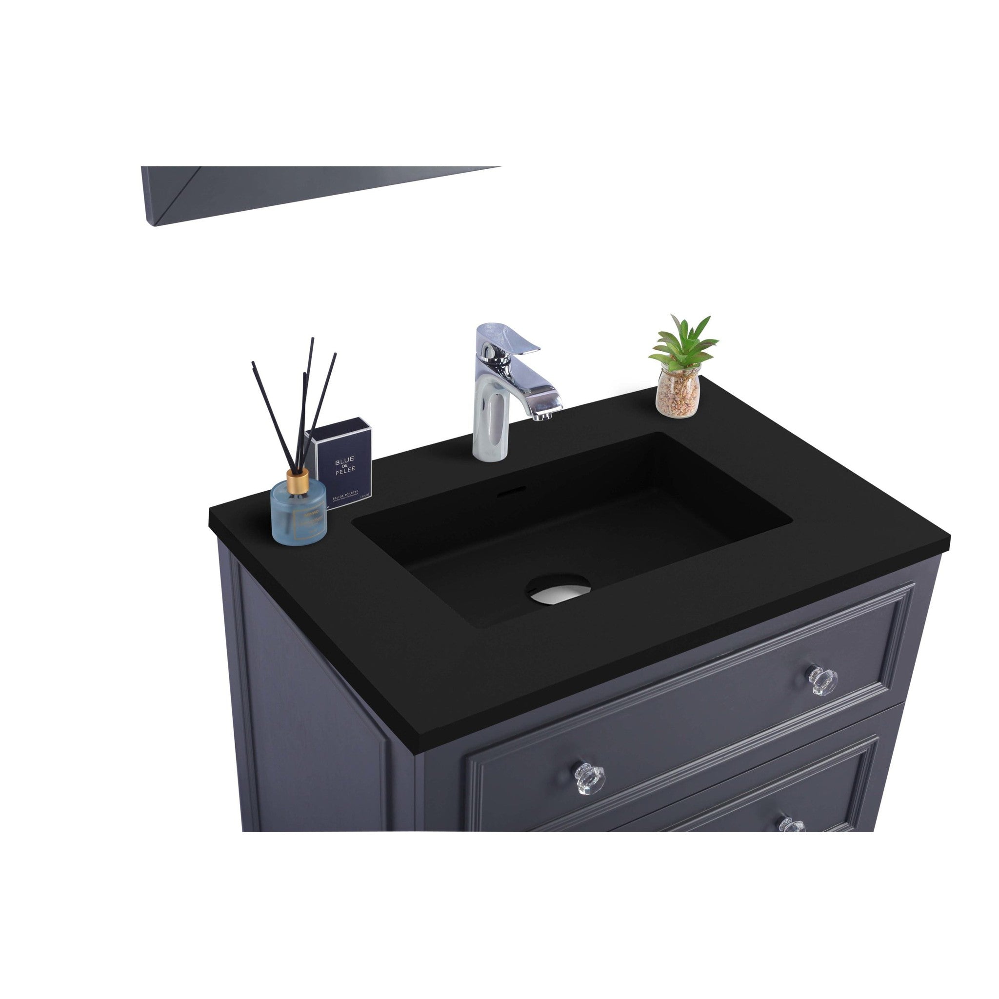 Luna 30" Maple Grey Bathroom Vanity with Matte Black VIVA Stone Solid Surface Countertop