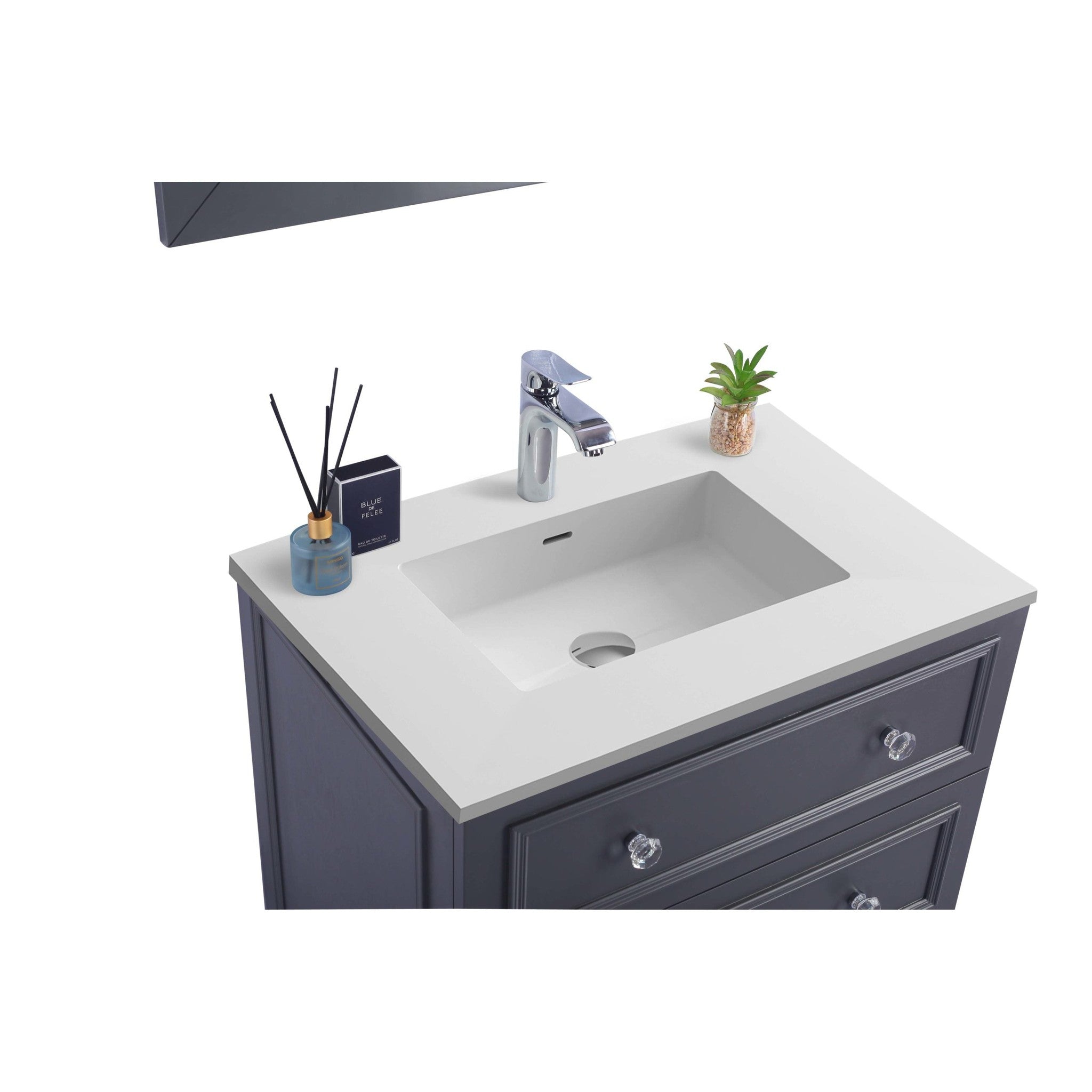 Luna 30" Maple Grey Bathroom Vanity with Matte White VIVA Stone Solid Surface Countertop