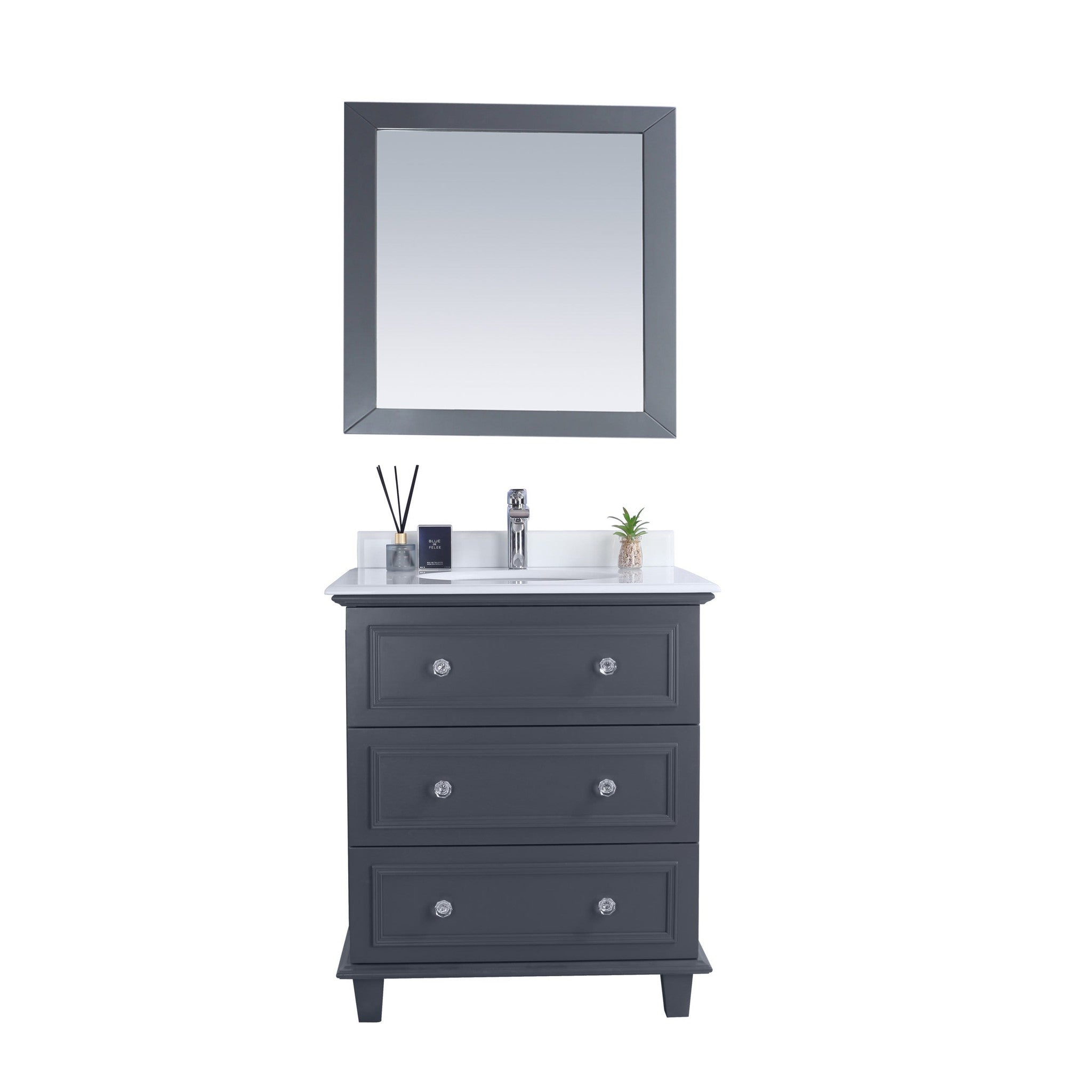 Luna 30" Maple Grey Bathroom Vanity with Pure White Phoenix Stone Countertop