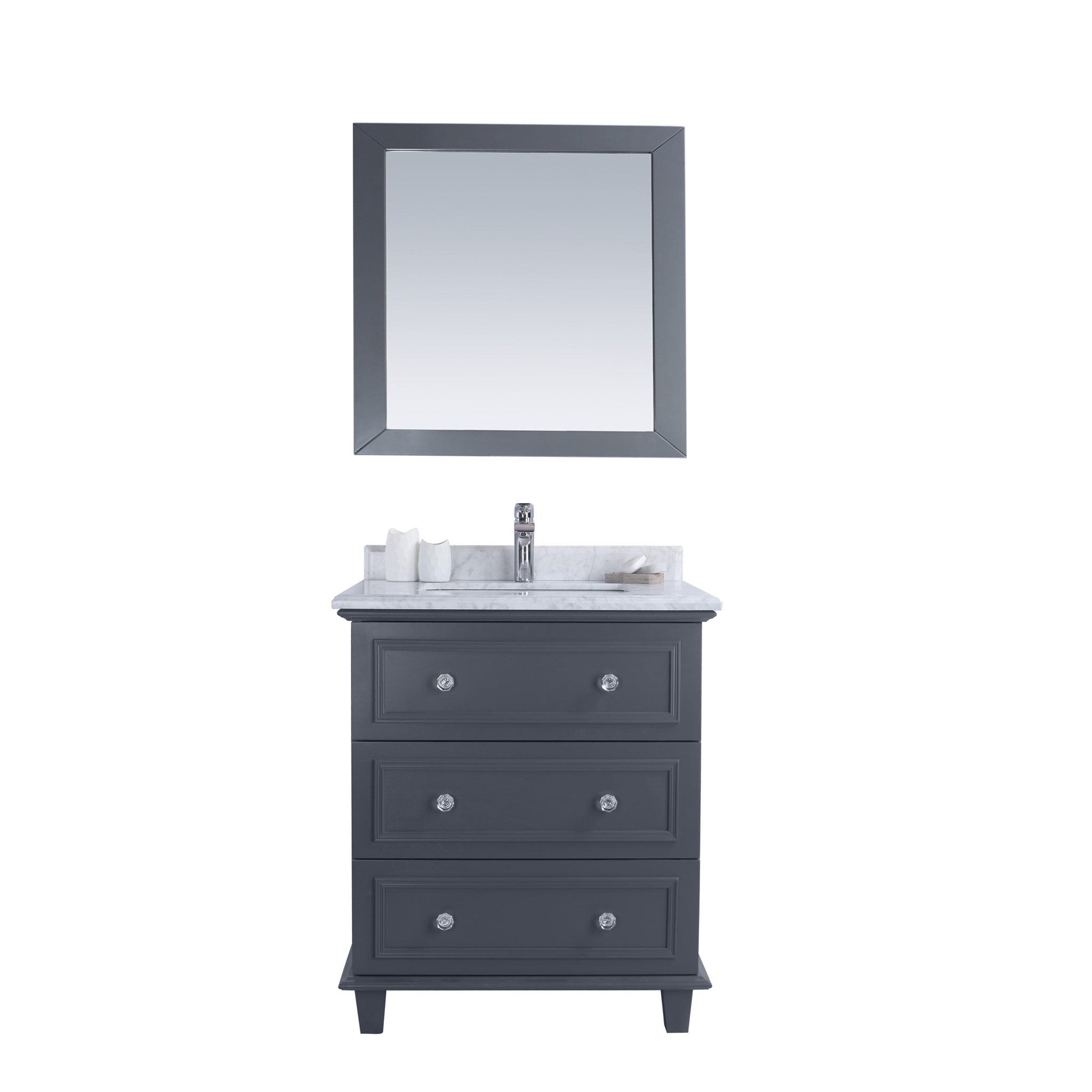 Luna 30" Maple Grey Bathroom Vanity with White Carrara Marble Countertop