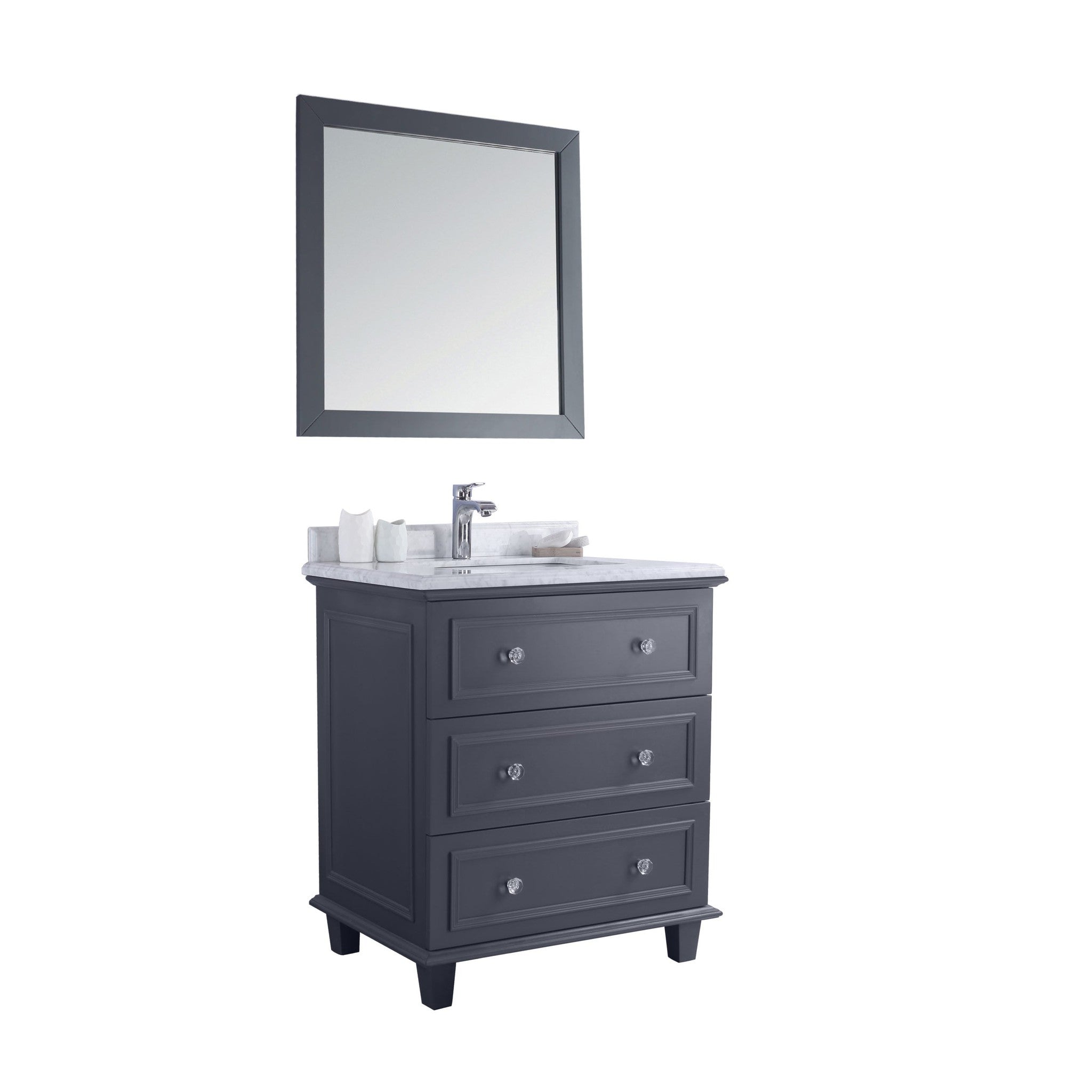 Luna 30" Maple Grey Bathroom Vanity with White Carrara Marble Countertop