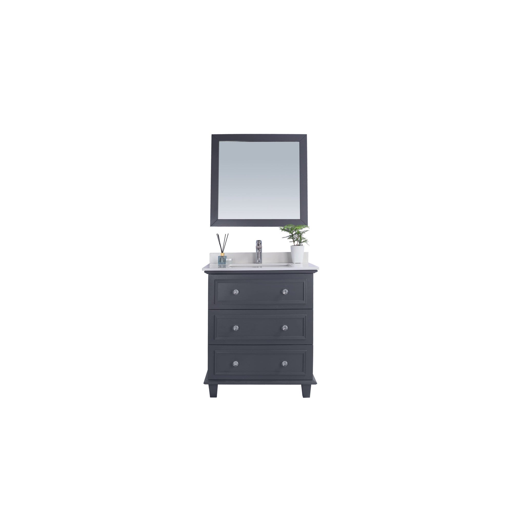 Luna 30" Maple Grey Bathroom Vanity with White Quartz Countertop