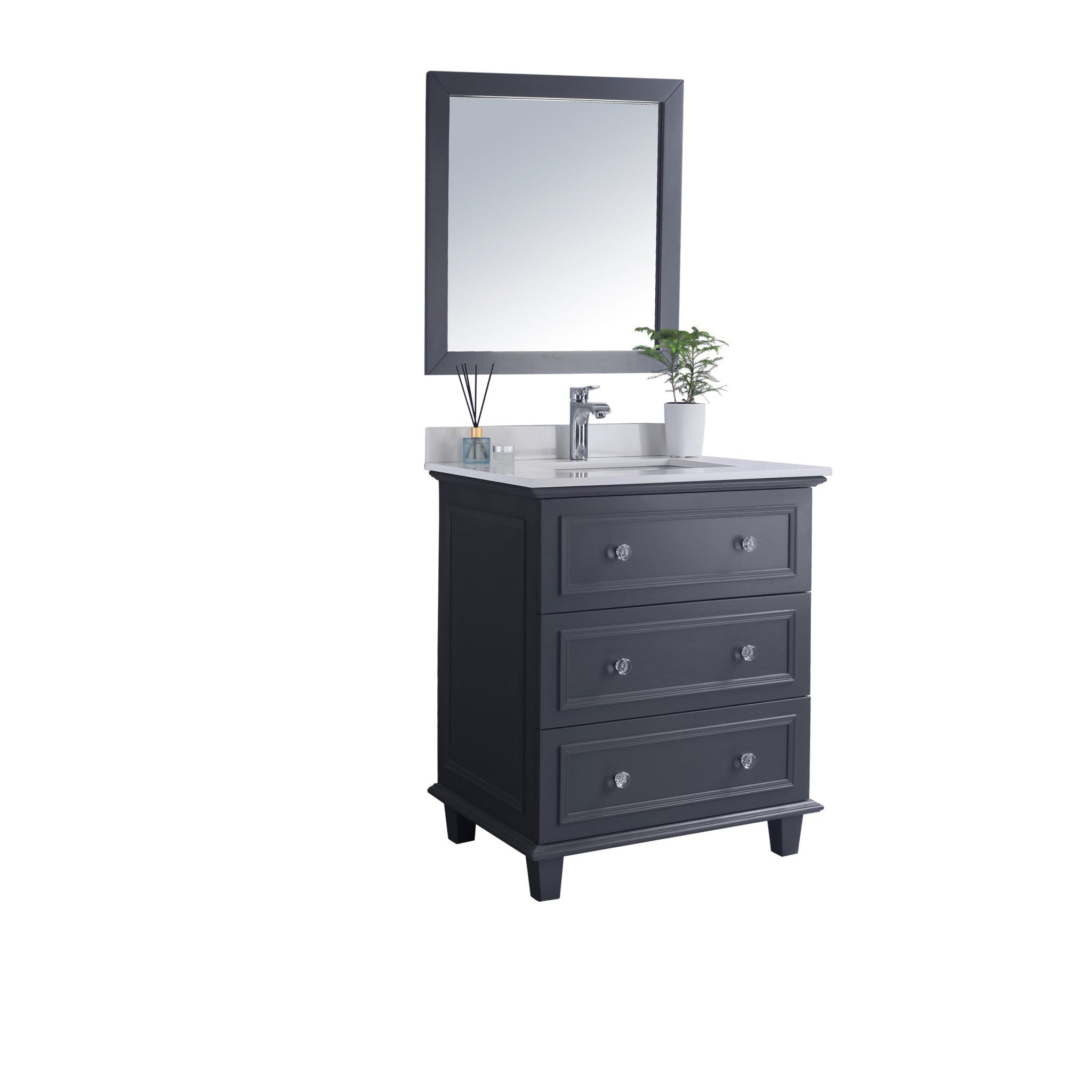 Luna 30" Maple Grey Bathroom Vanity with White Quartz Countertop