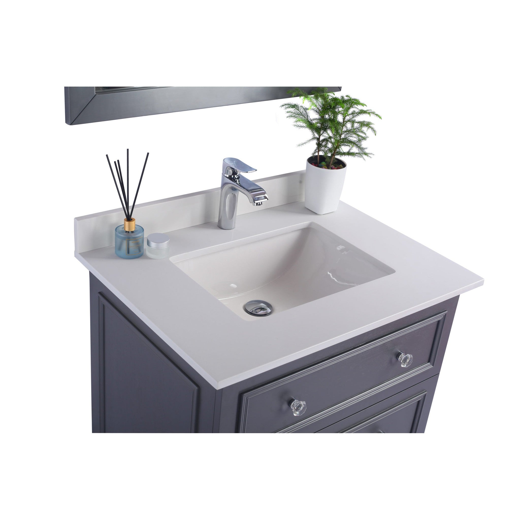 Luna 30" Maple Grey Bathroom Vanity with White Quartz Countertop