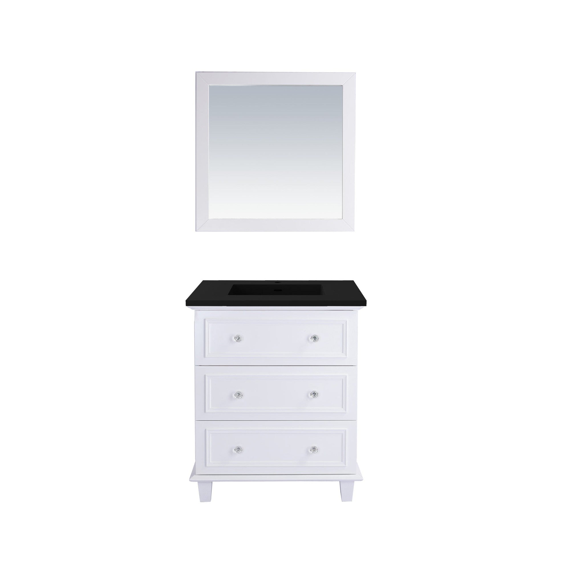 Luna 30" White Bathroom Vanity with Matte Black VIVA Stone Solid Surface Countertop