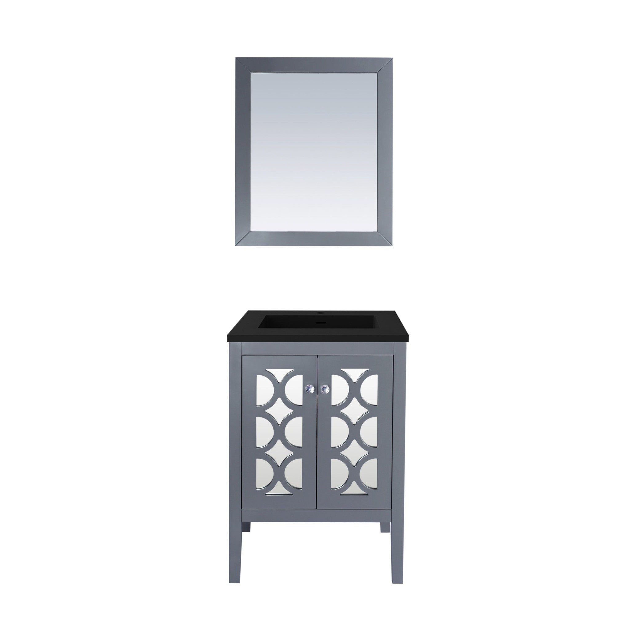 Mediterraneo 24" Grey Bathroom Vanity with Matte Black VIVA Stone Solid Surface Countertop