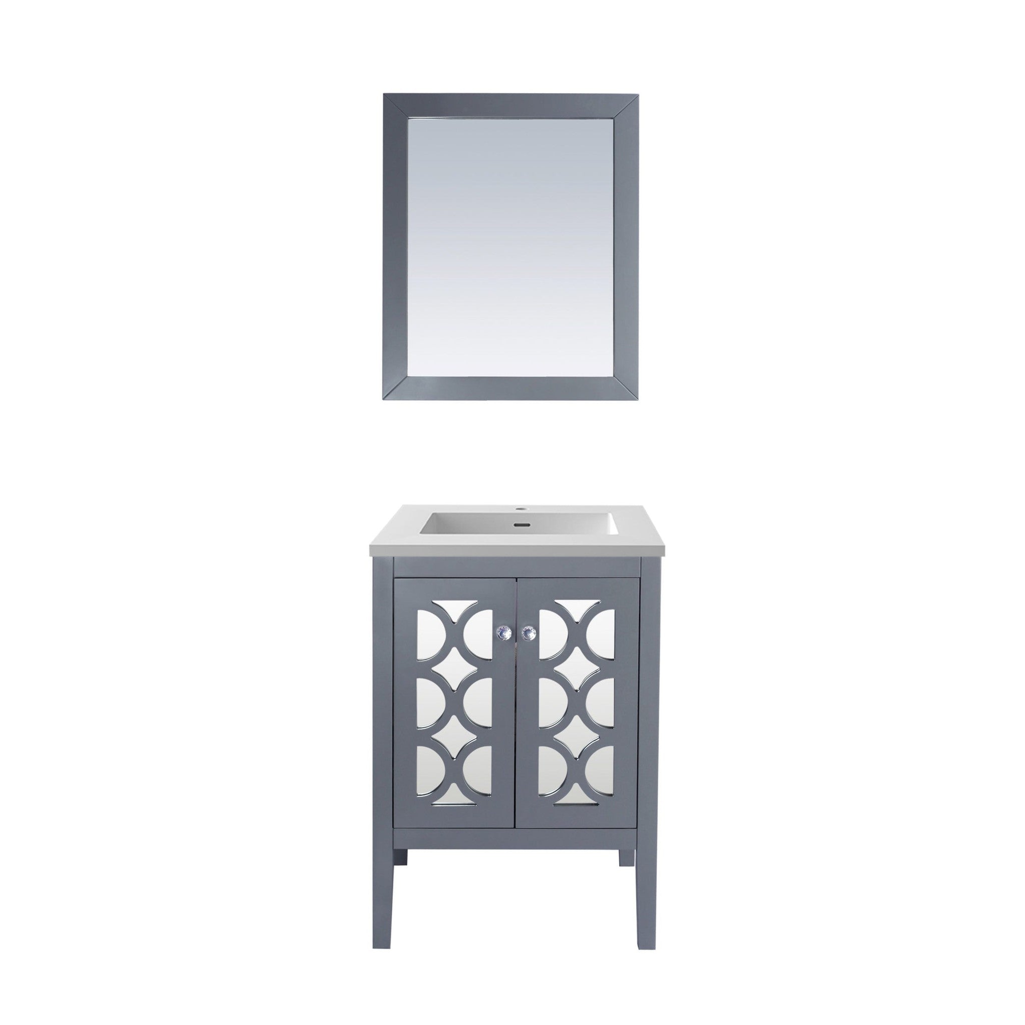 Mediterraneo 24" Grey Bathroom Vanity with Matte White VIVA Stone Solid Surface Countertop