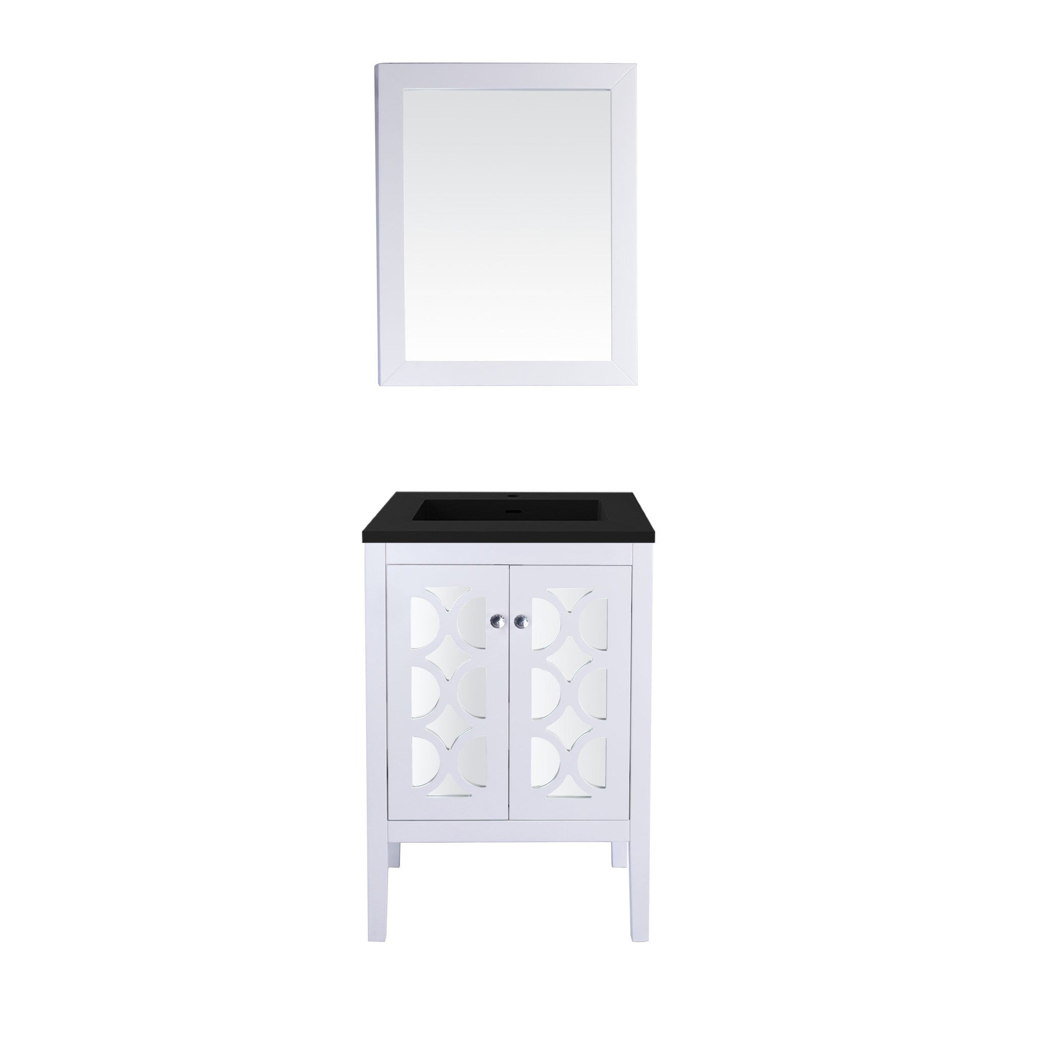 Mediterraneo 24" White Bathroom Vanity with Matte Black VIVA Stone Solid Surface Countertop