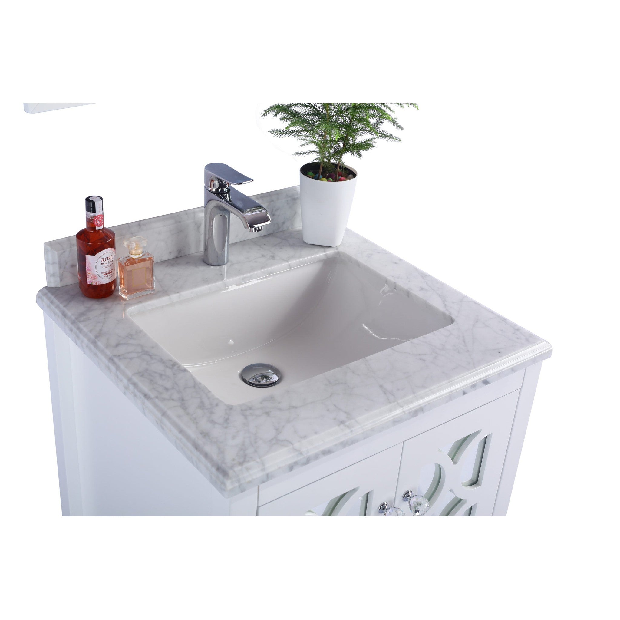 Mediterraneo 24" White Bathroom Vanity with White Carrara Marble Countertop