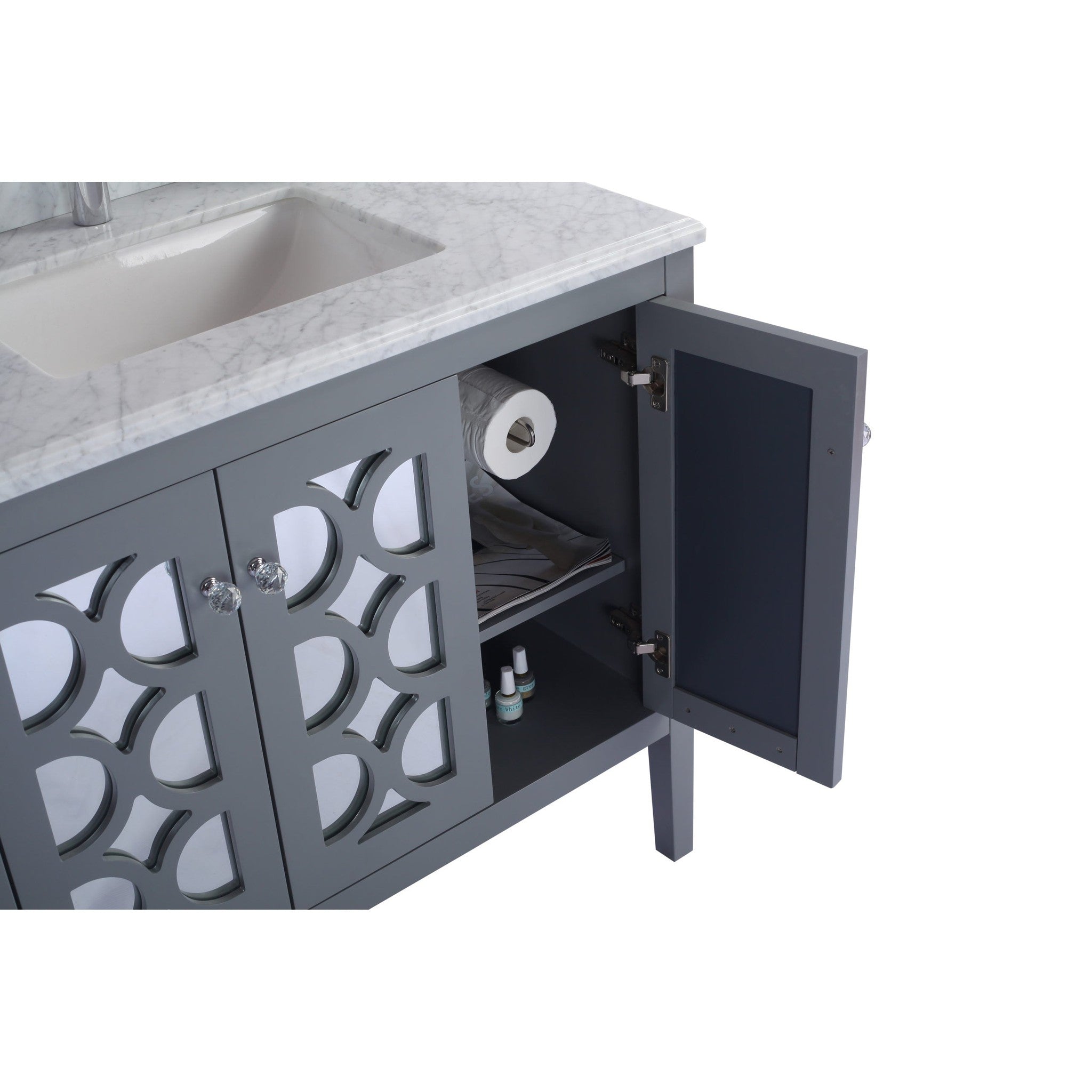 Mediterraneo 36" Grey Bathroom Vanity with Black Wood Marble Countertop