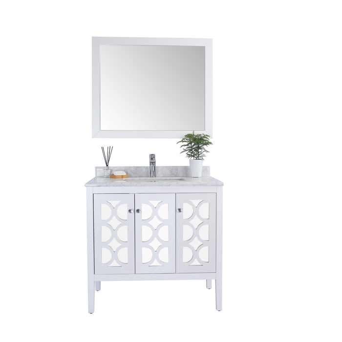 Mediterraneo 36" White Bathroom Vanity with White Carrara Marble Countertop