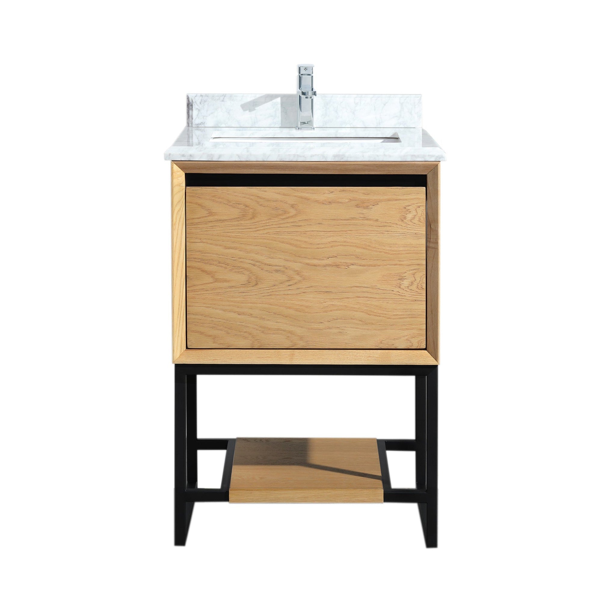 Alto 24" California White Oak Bathroom Vanity with White Carrara Marble Countertop