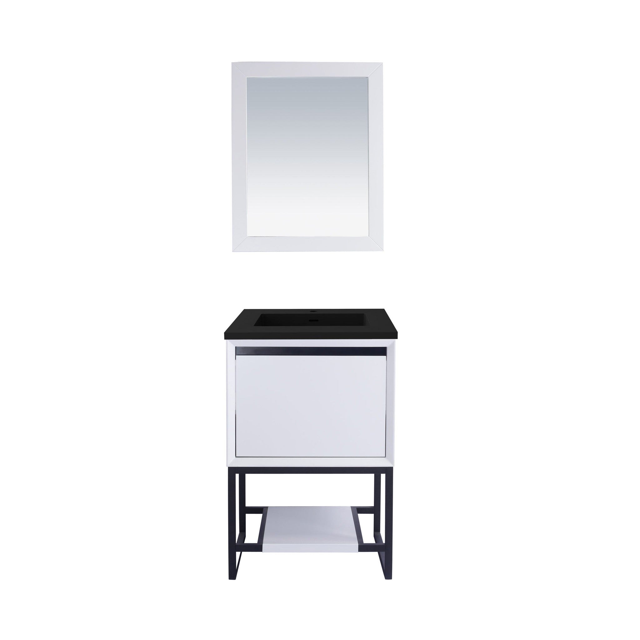 Alto 24" White Bathroom Vanity with Matte Black VIVA Stone Solid Surface Countertop