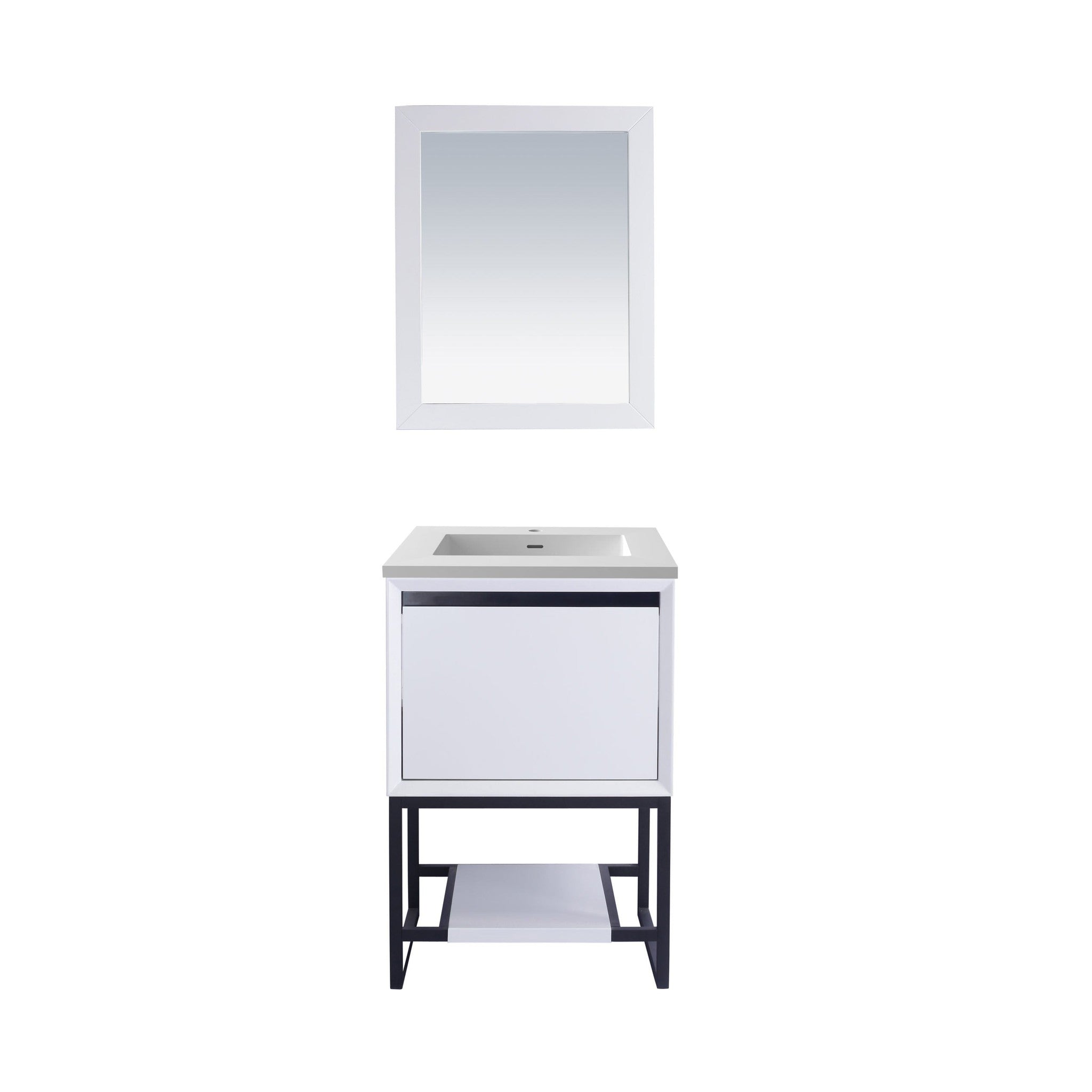 Alto 24" White Bathroom Vanity with Matte White VIVA Stone Solid Surface Countertop