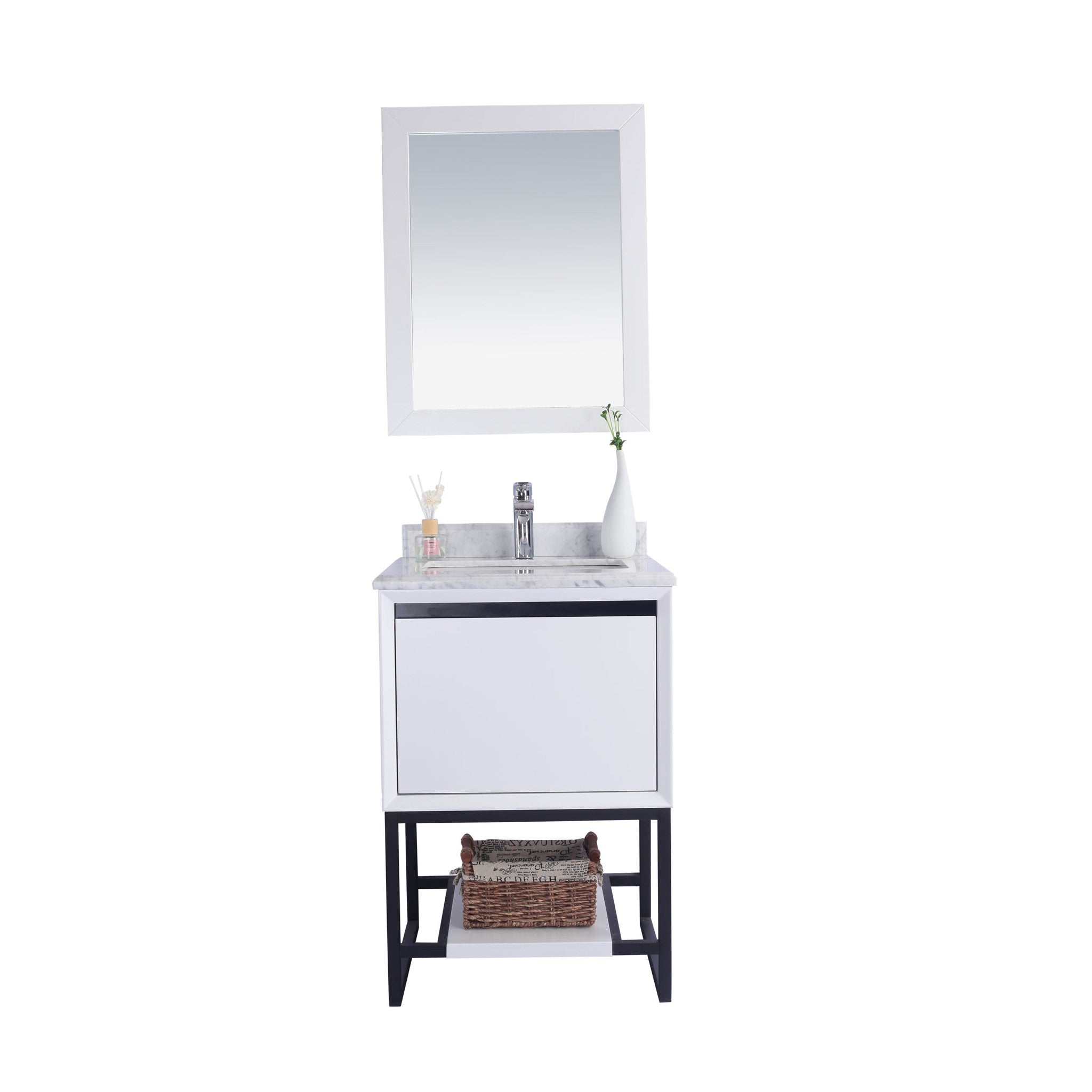 Alto 24" White Bathroom Vanity with White Carrara Marble Countertop