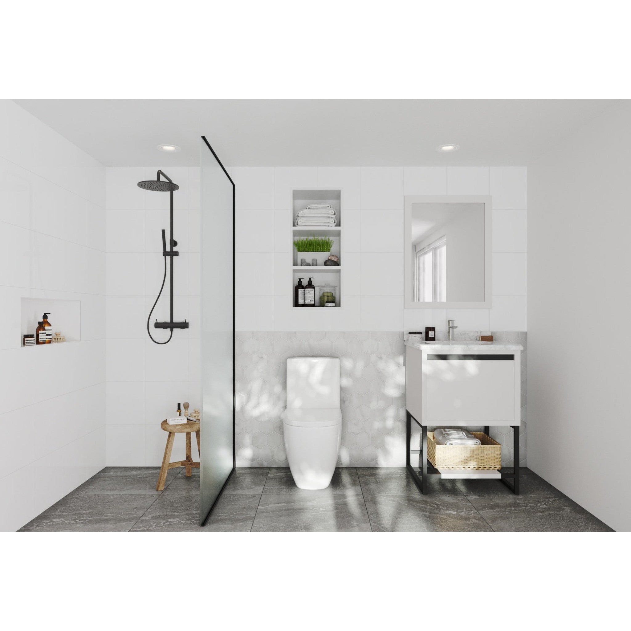 Alto 24" White Bathroom Vanity with White Carrara Marble Countertop