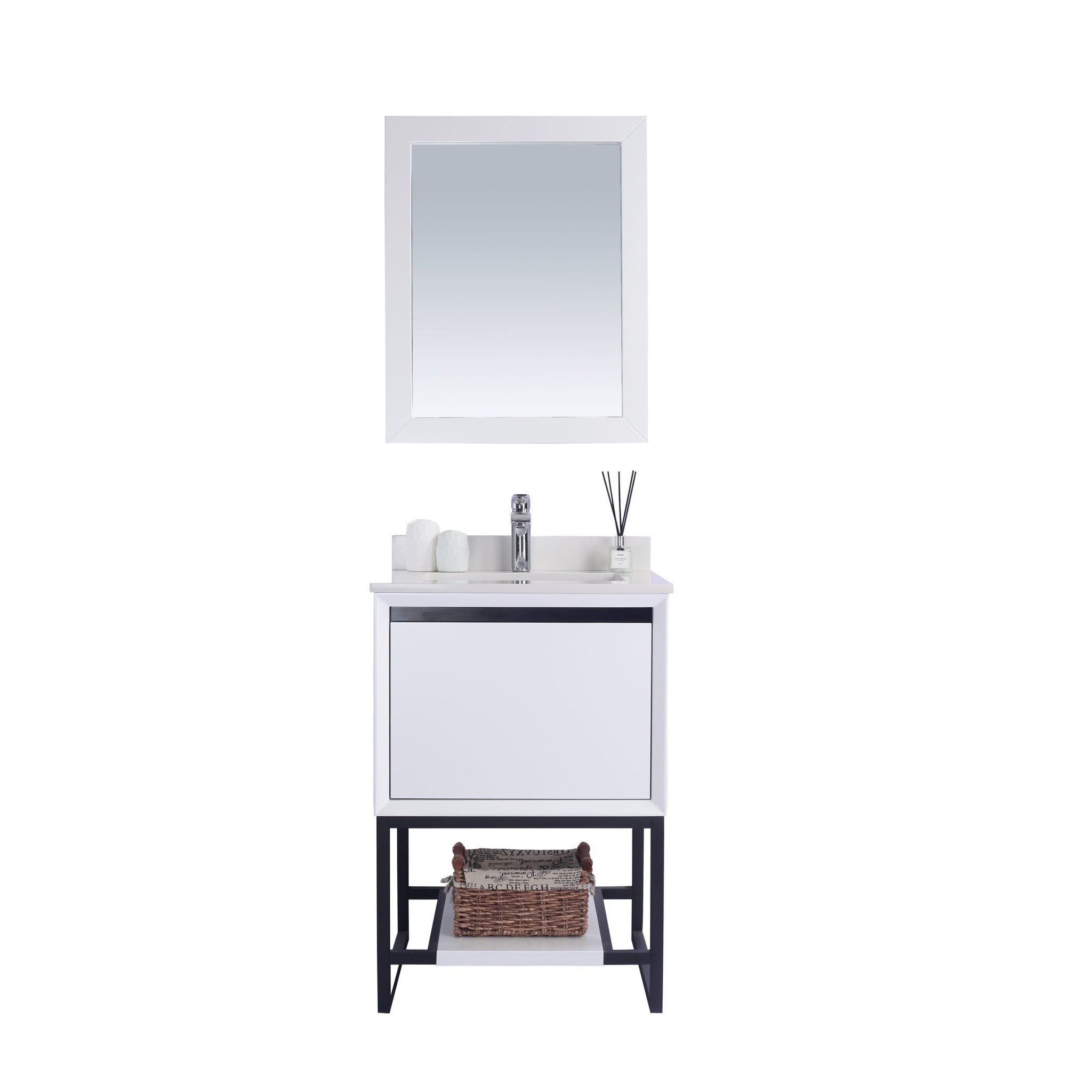 Alto 24" White Bathroom Vanity with White Quartz Countertop