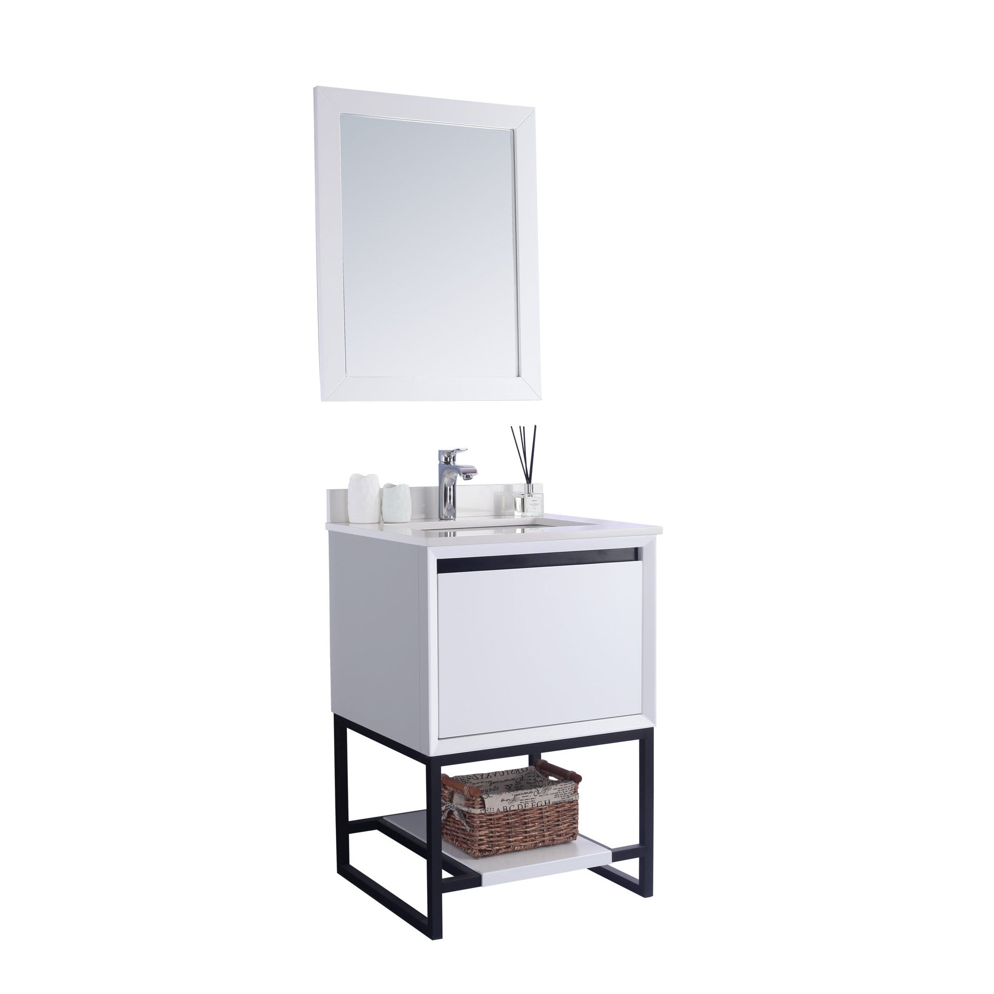 Alto 24" White Bathroom Vanity with White Quartz Countertop