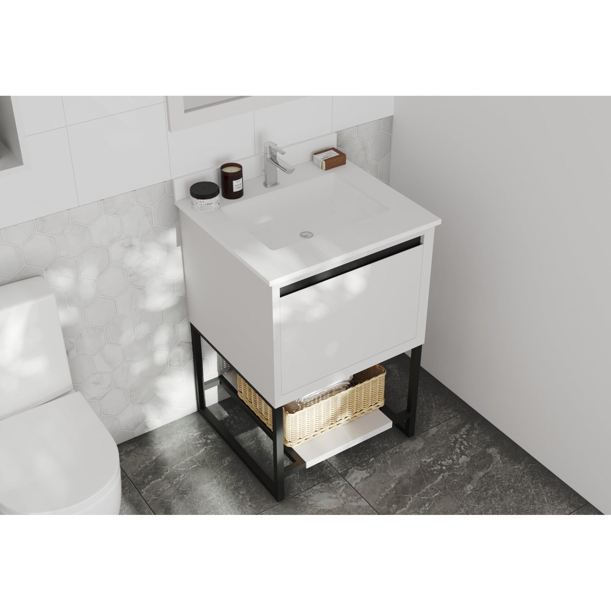 Alto 24" White Bathroom Vanity with White Quartz Countertop