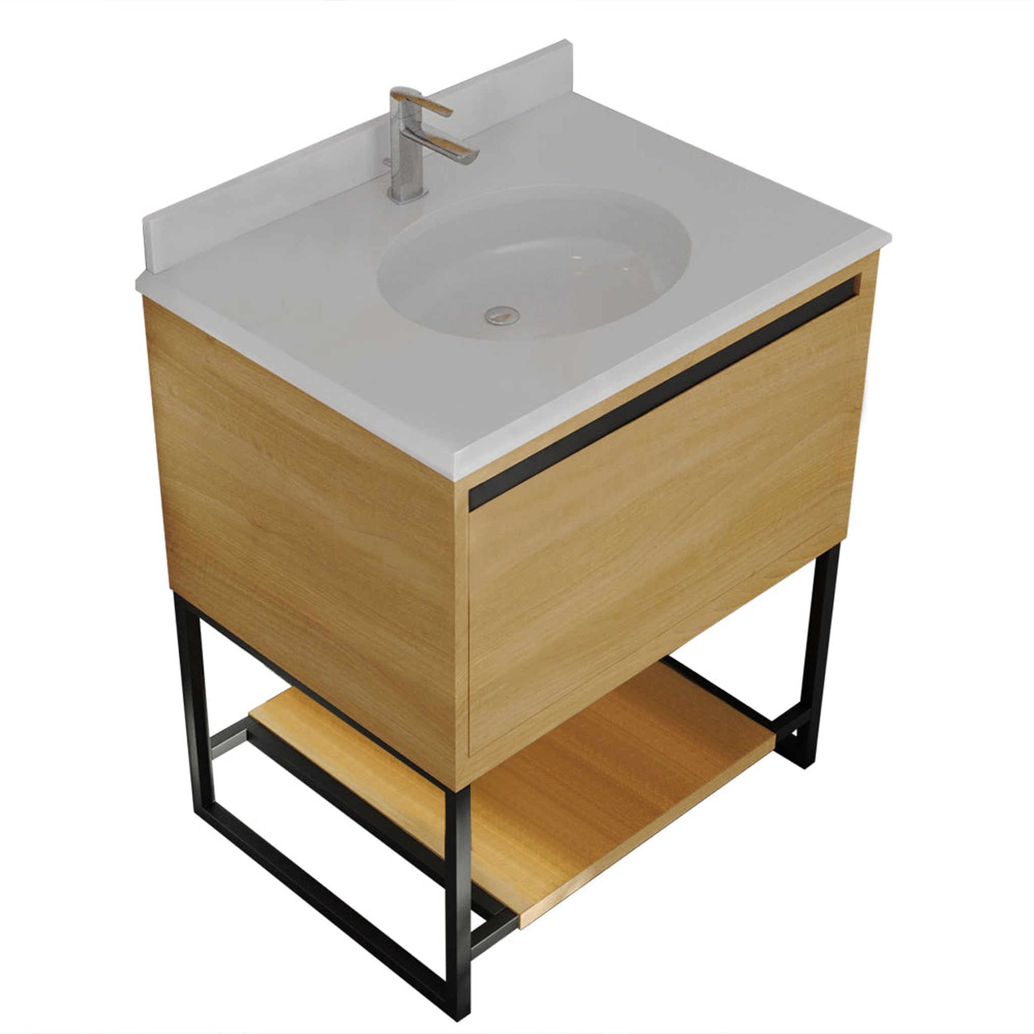 Alto 30" California White Oak Bathroom Vanity with Pure White Phoenix Stone Countertop