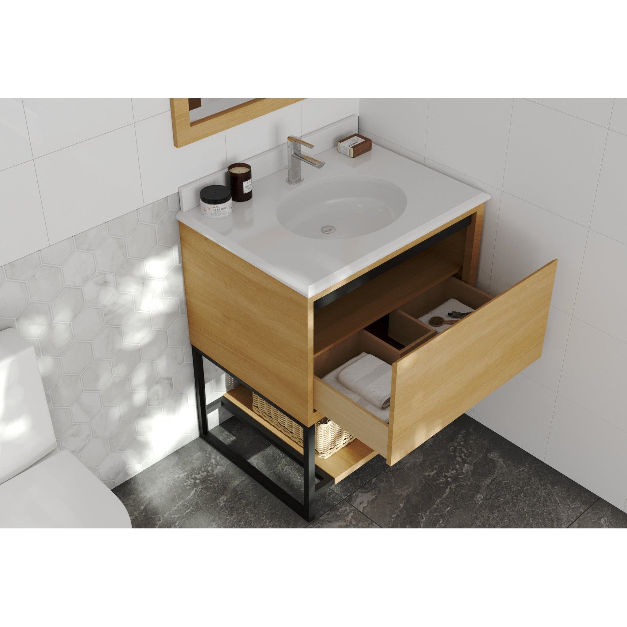 Alto 30" California White Oak Bathroom Vanity with Pure White Phoenix Stone Countertop