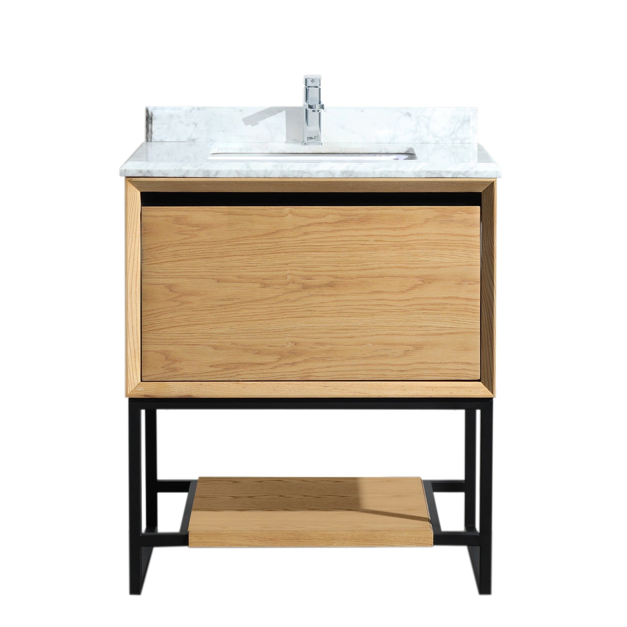 Alto 30" California White Oak Bathroom Vanity with White Carrara Marble Countertop