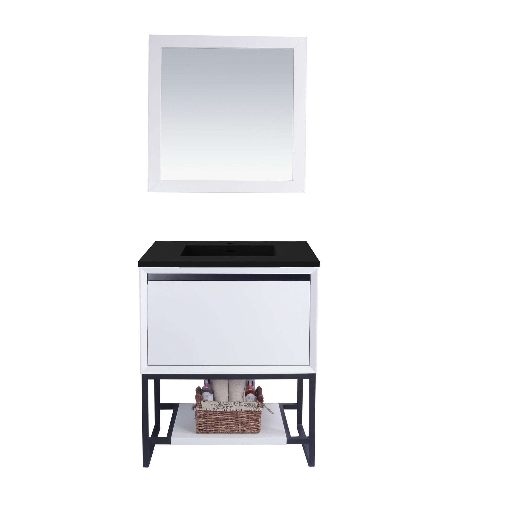 Alto 30" White Bathroom Vanity with Matte Black VIVA Stone Solid Surface Countertop