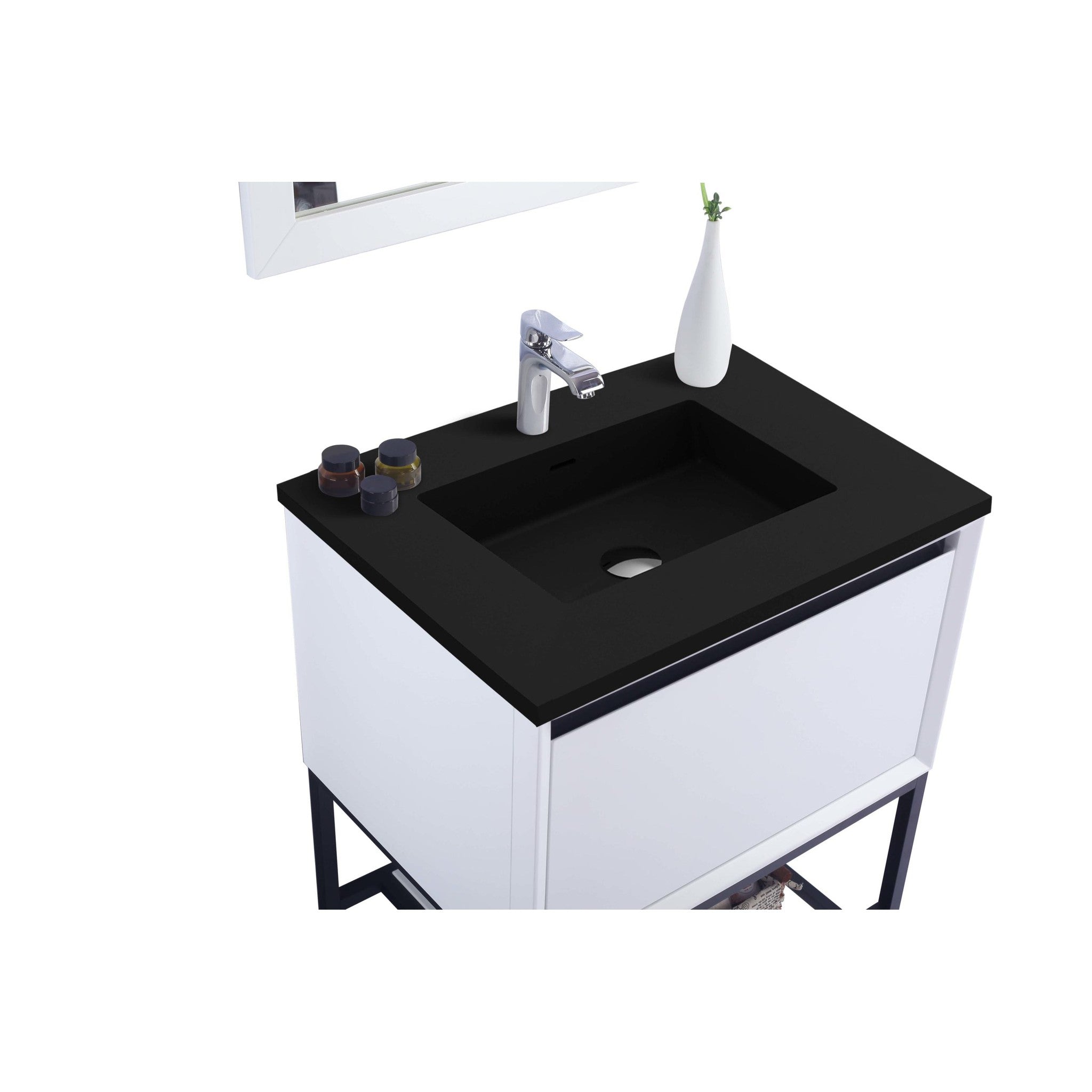 Alto 30" White Bathroom Vanity with Matte Black VIVA Stone Solid Surface Countertop