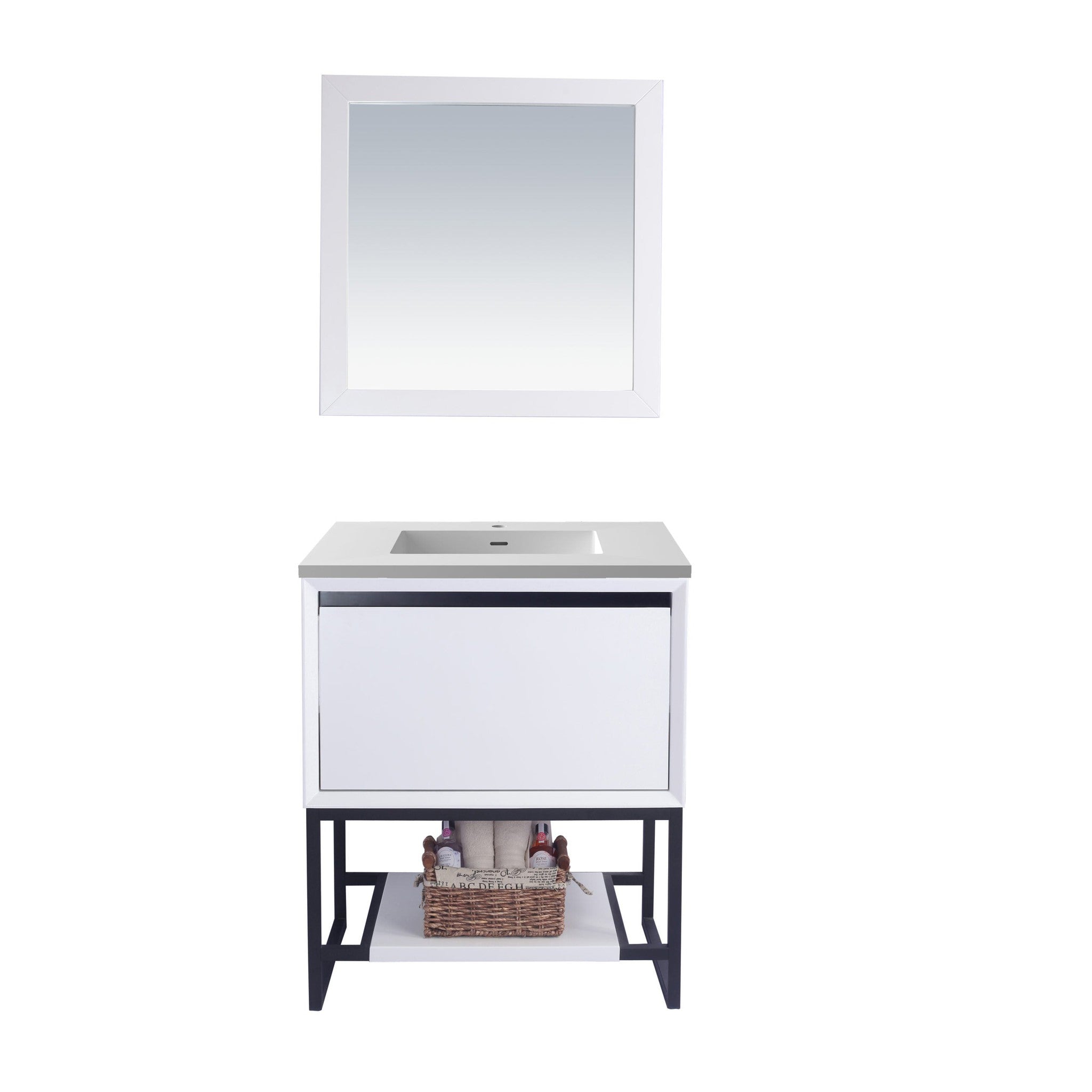 Alto 30" White Bathroom Vanity with Matte White VIVA Stone Solid Surface Countertop