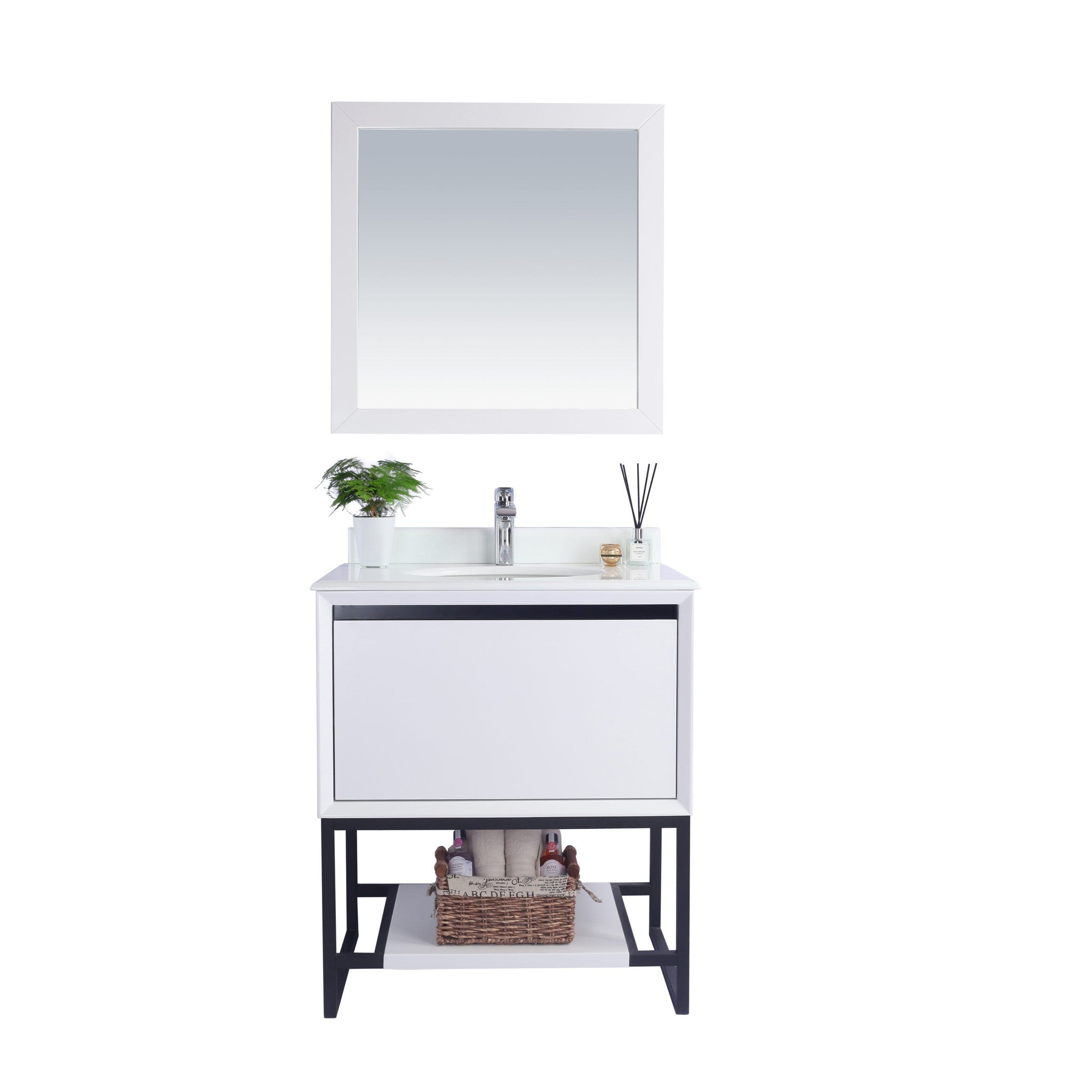 Alto 30" White Bathroom Vanity with Pure White Phoenix Stone Countertop