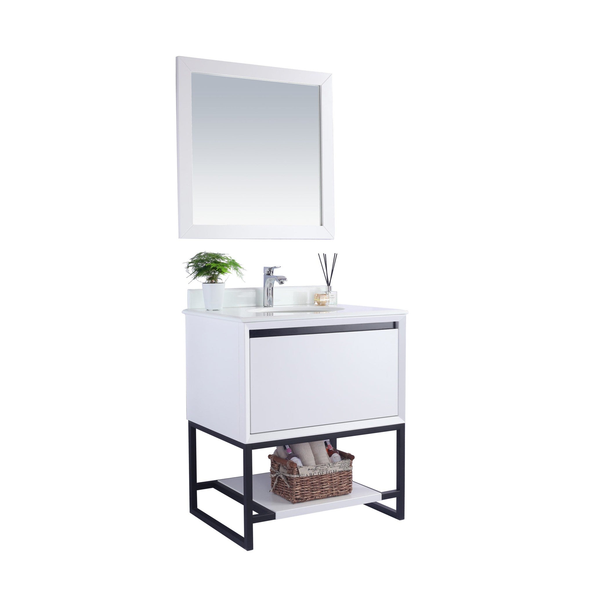 Alto 30" White Bathroom Vanity with Pure White Phoenix Stone Countertop