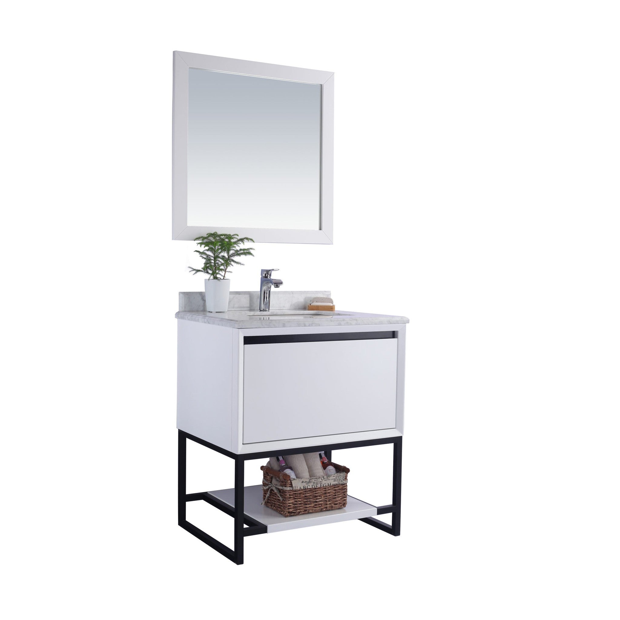 Alto 30" White Bathroom Vanity with White Carrara Marble Countertop