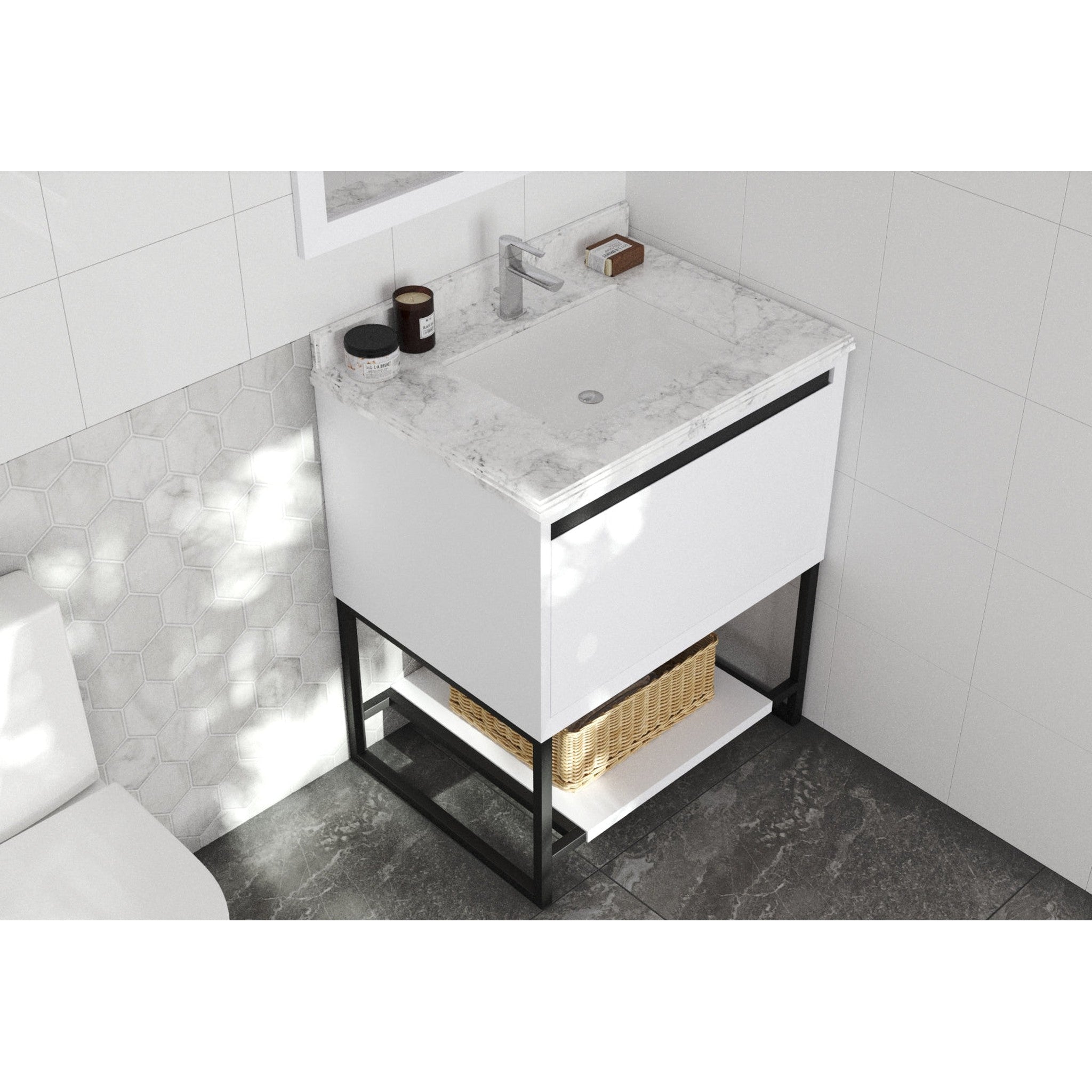 Alto 30" White Bathroom Vanity with White Carrara Marble Countertop