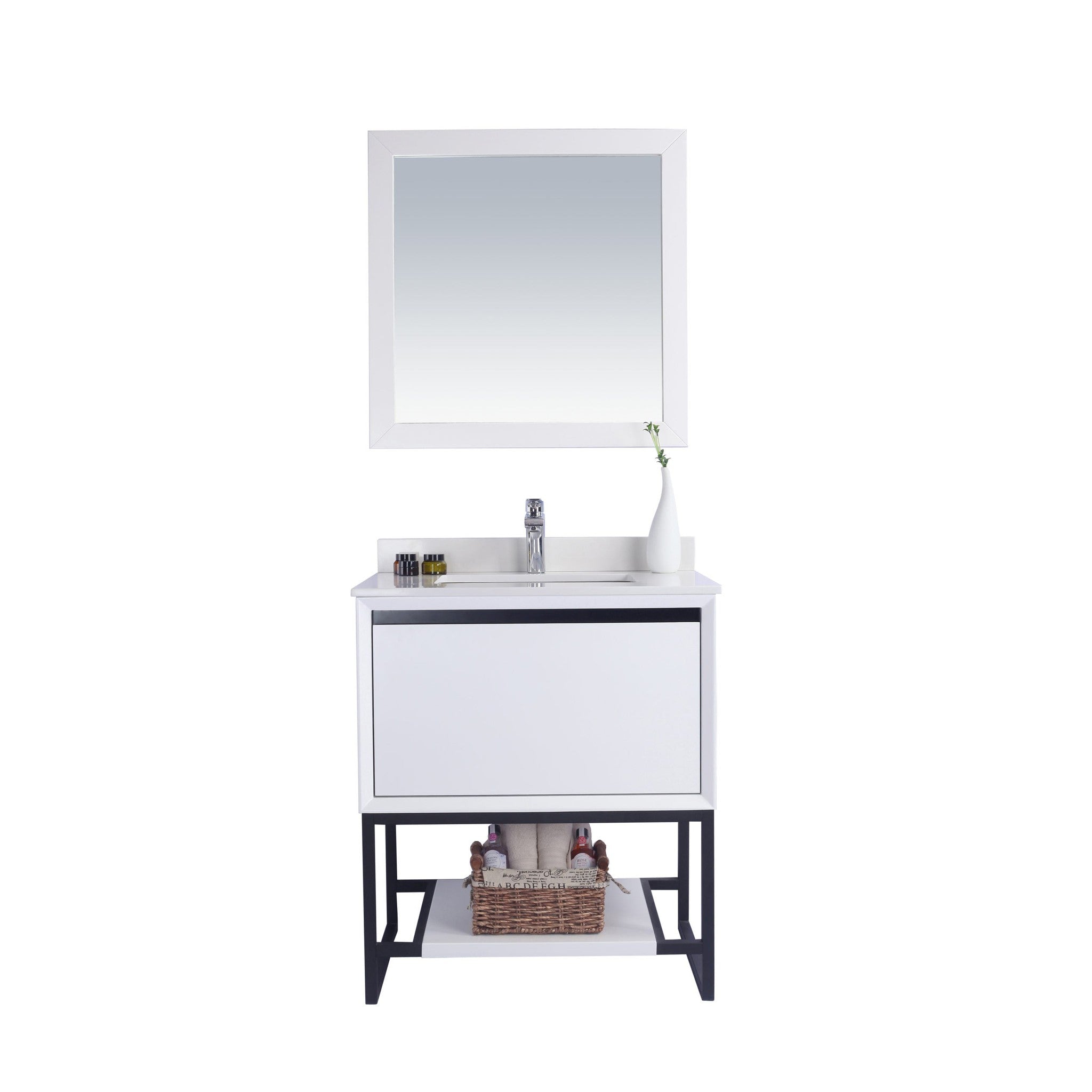 Alto 30" White Bathroom Vanity with White Quartz Countertop