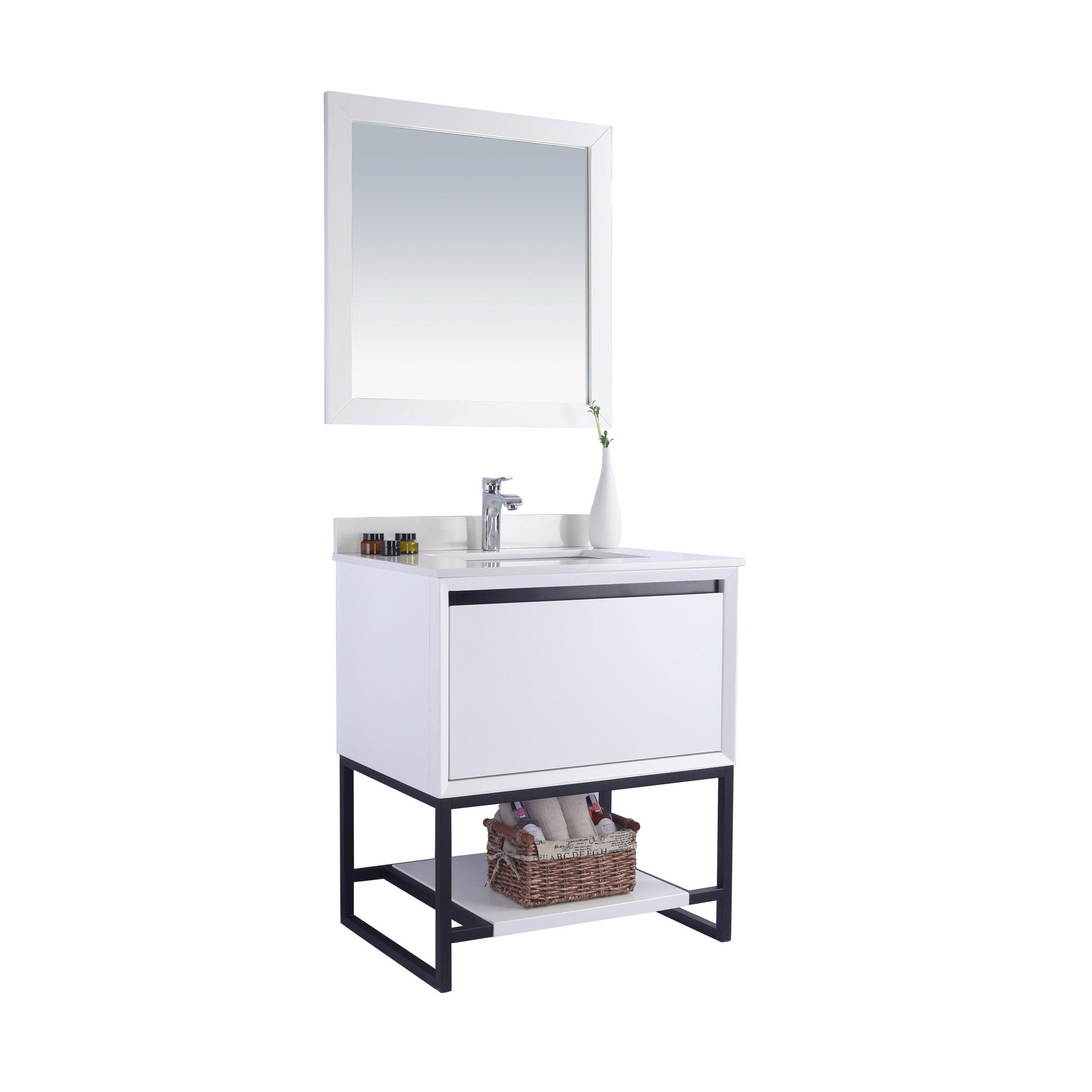 Alto 30" White Bathroom Vanity with White Quartz Countertop