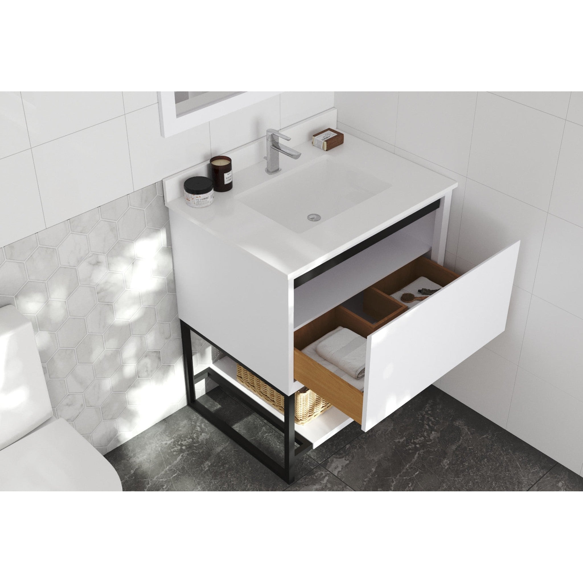 Alto 30" White Bathroom Vanity with White Quartz Countertop