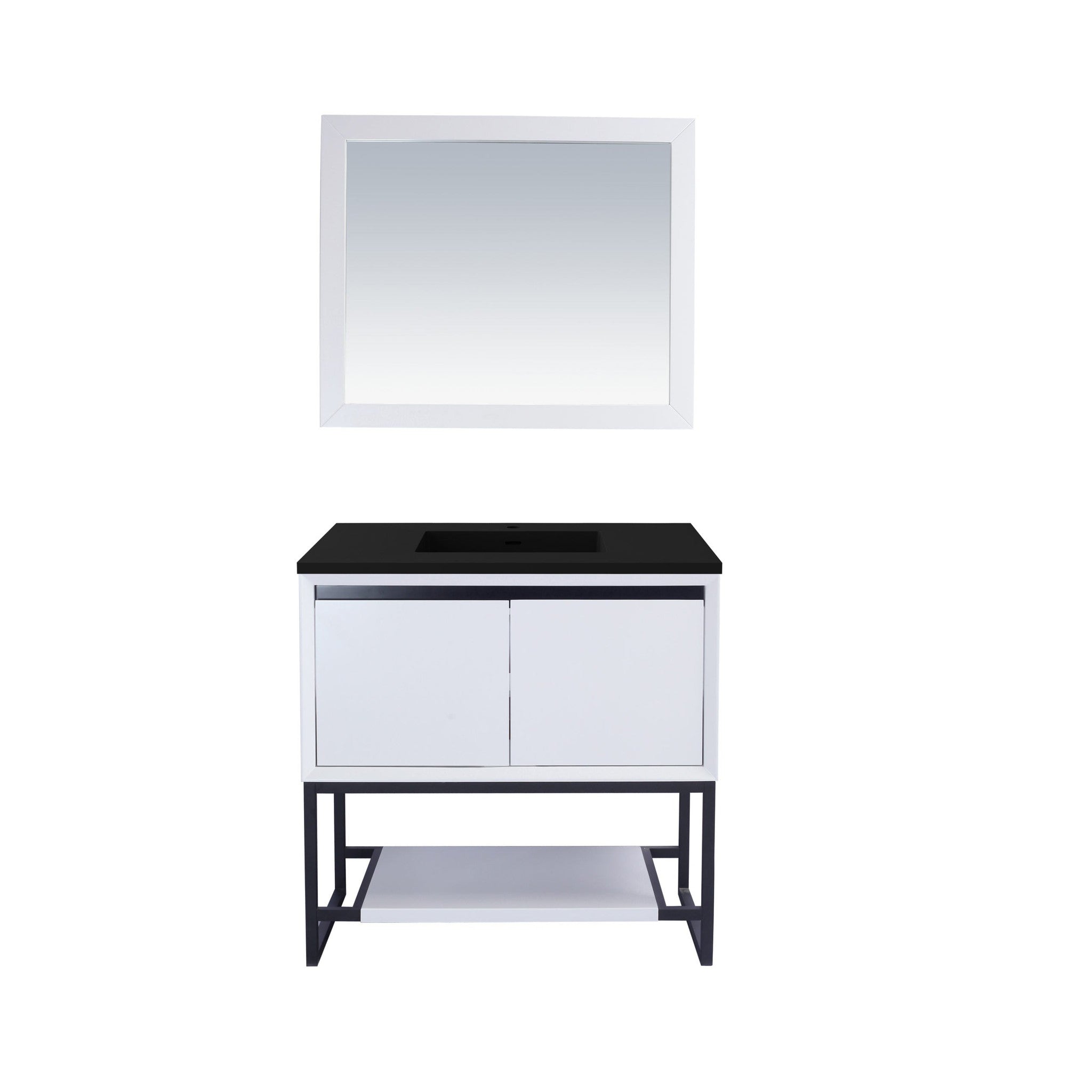 Alto 36" White Bathroom Vanity with Matte Black VIVA Stone Solid Surface Countertop