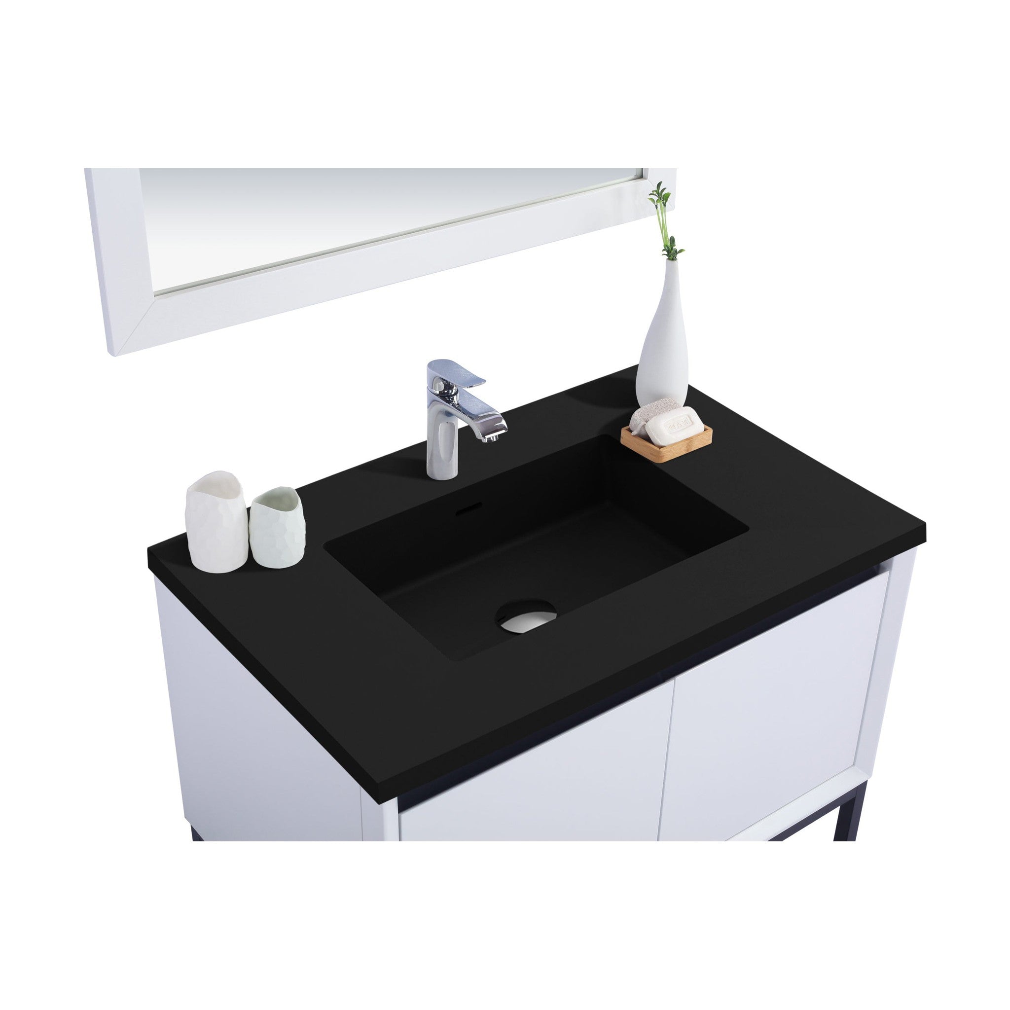 Alto 36" White Bathroom Vanity with Matte Black VIVA Stone Solid Surface Countertop