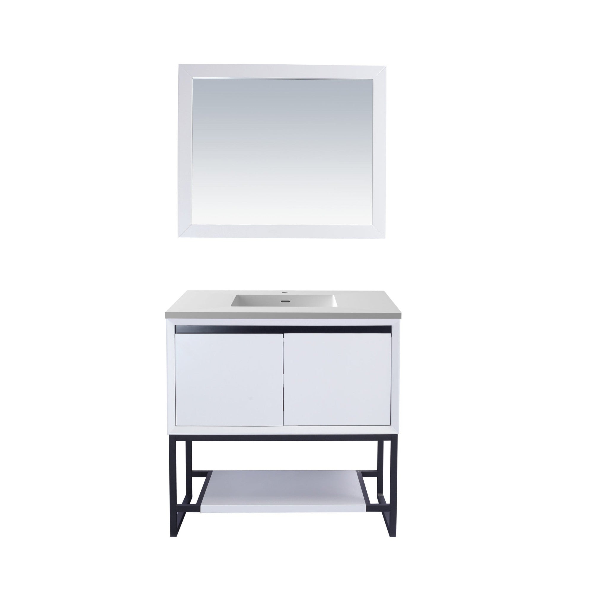 Alto 36" White Bathroom Vanity with Matte White VIVA Stone Solid Surface Countertop