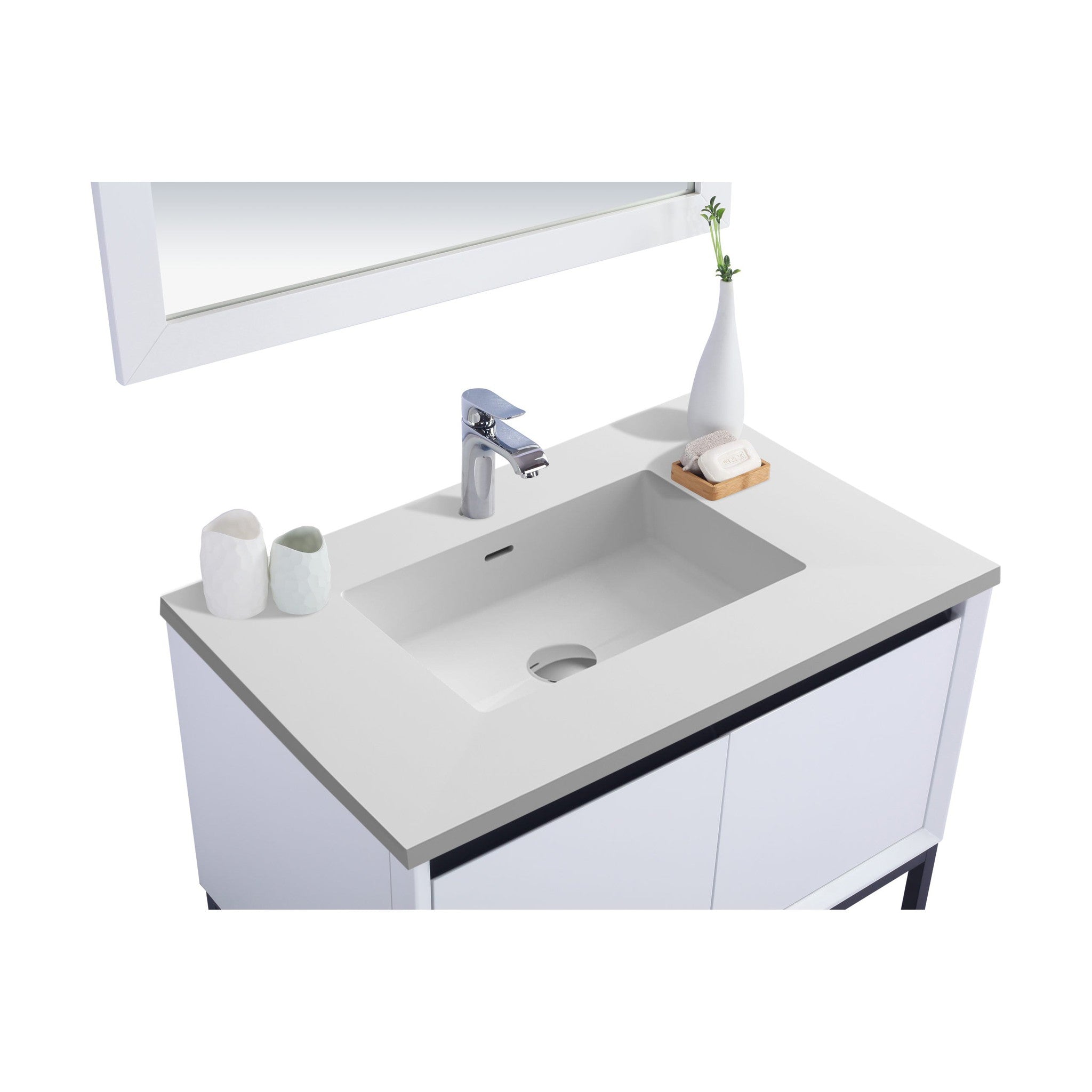 Alto 36" White Bathroom Vanity with Matte White VIVA Stone Solid Surface Countertop