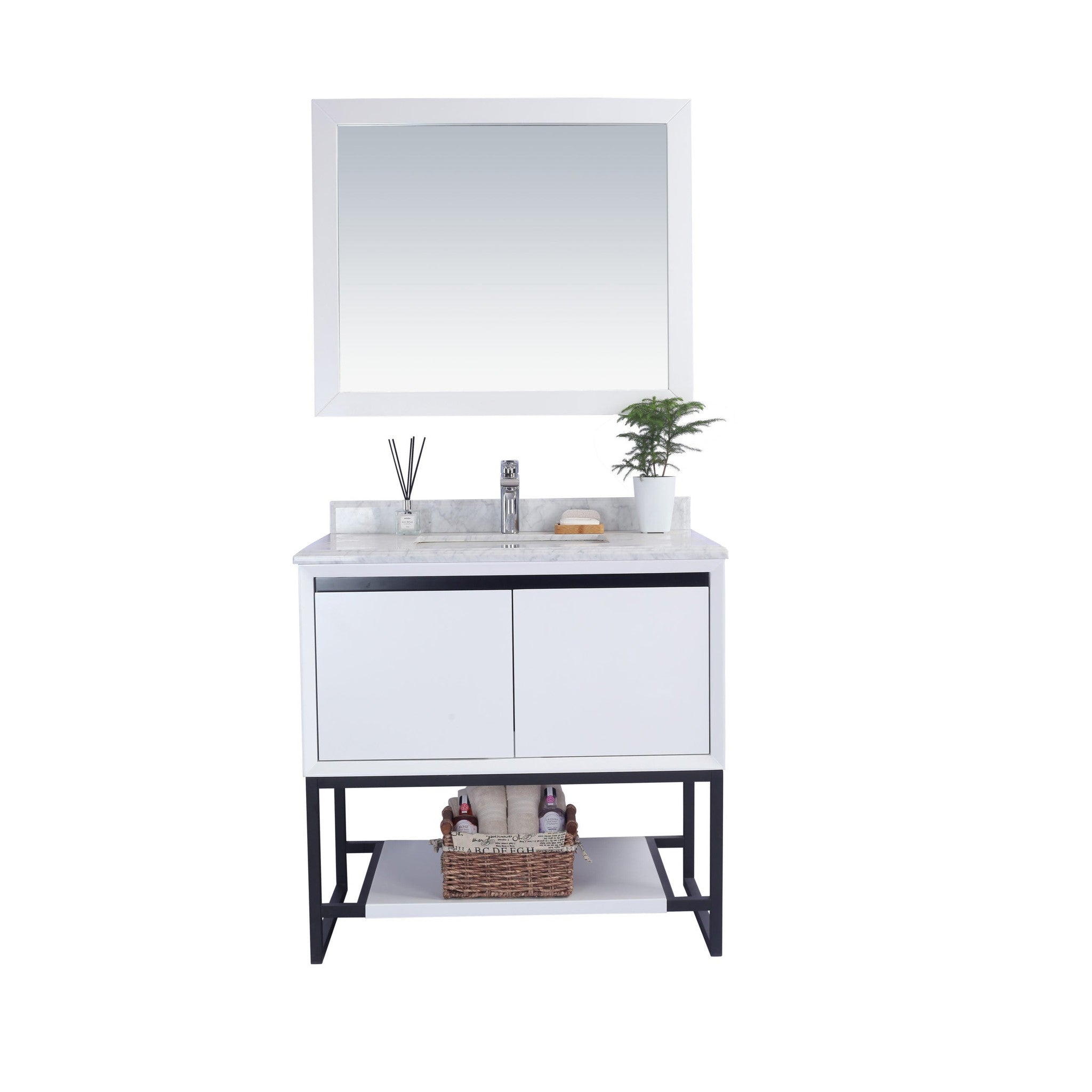 Alto 36" White Bathroom Vanity with White Carrara Marble Countertop