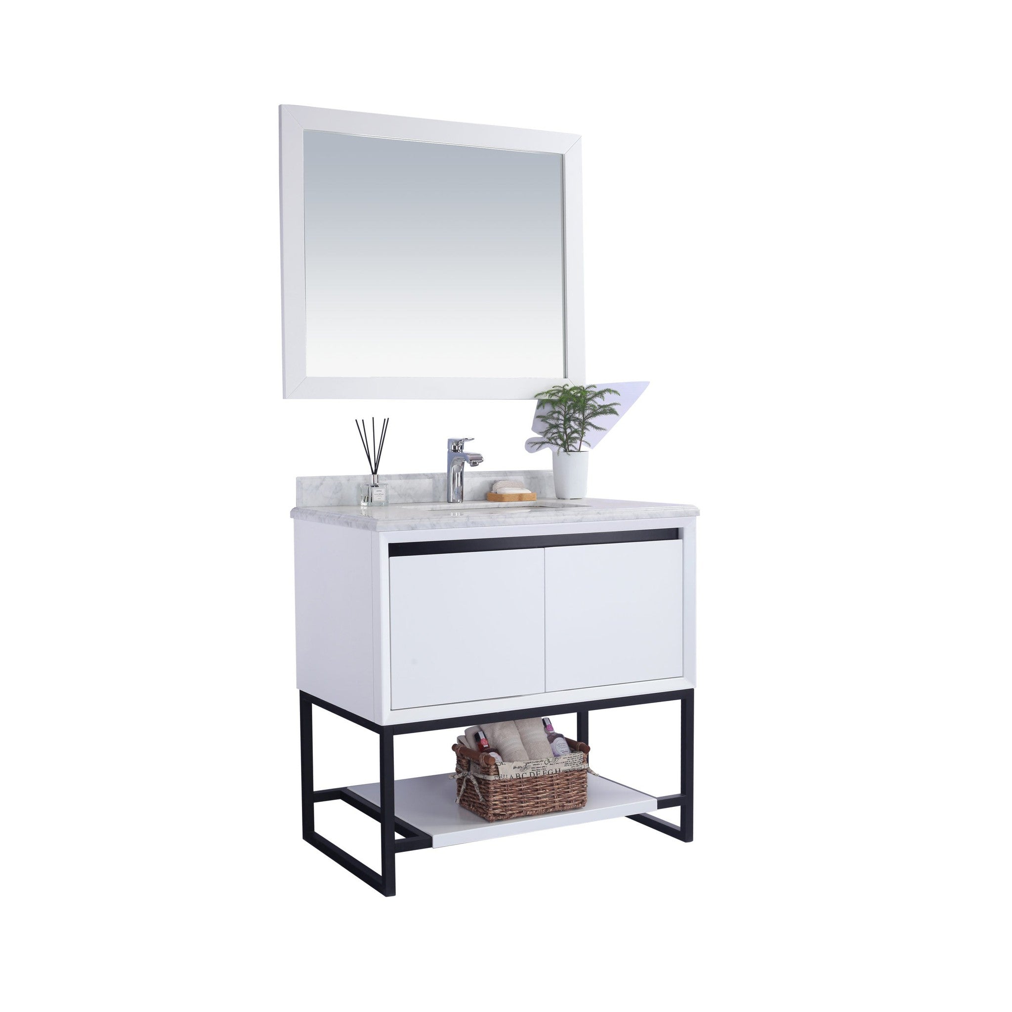 Alto 36" White Bathroom Vanity with White Carrara Marble Countertop