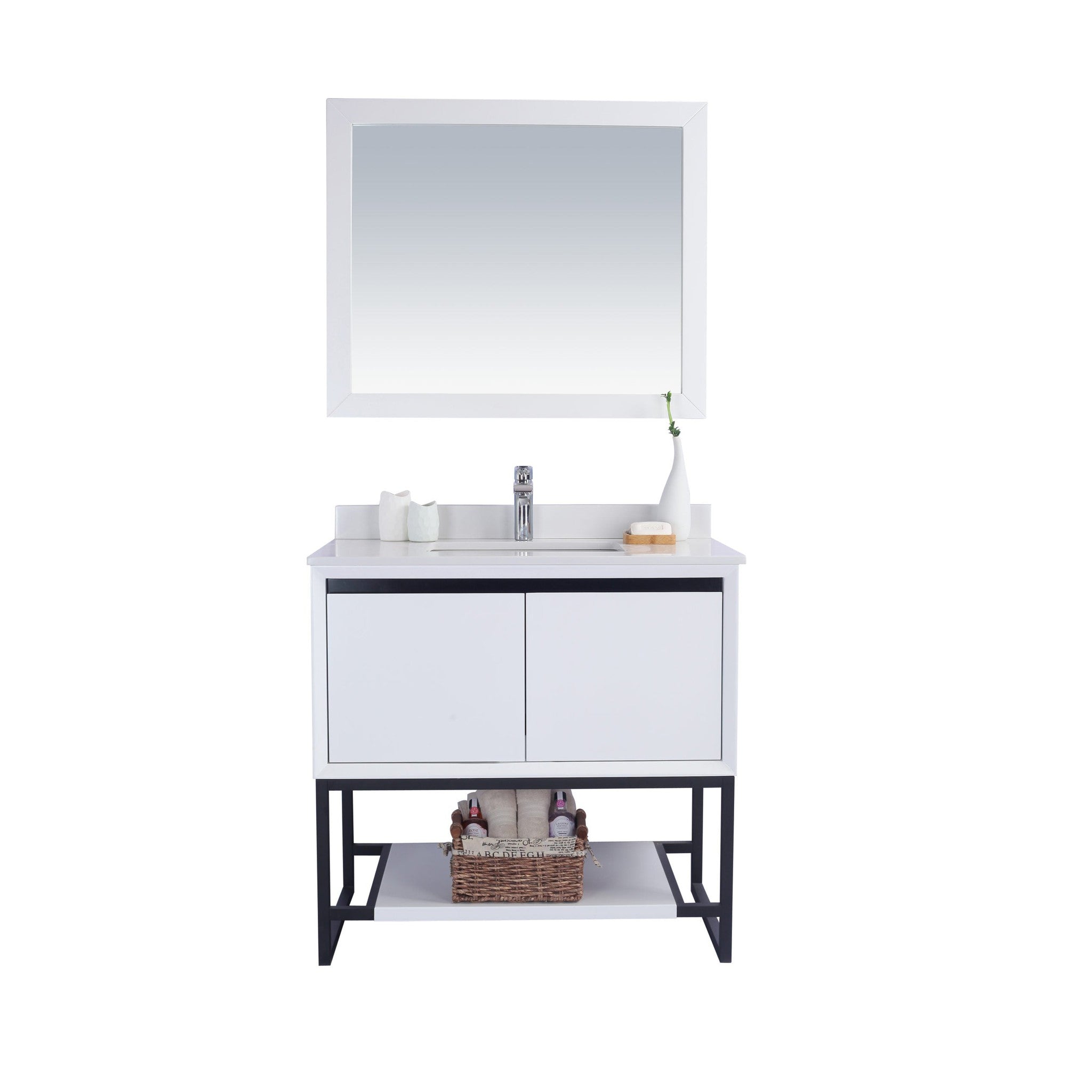 Alto 36" White Bathroom Vanity with White Quartz Countertop